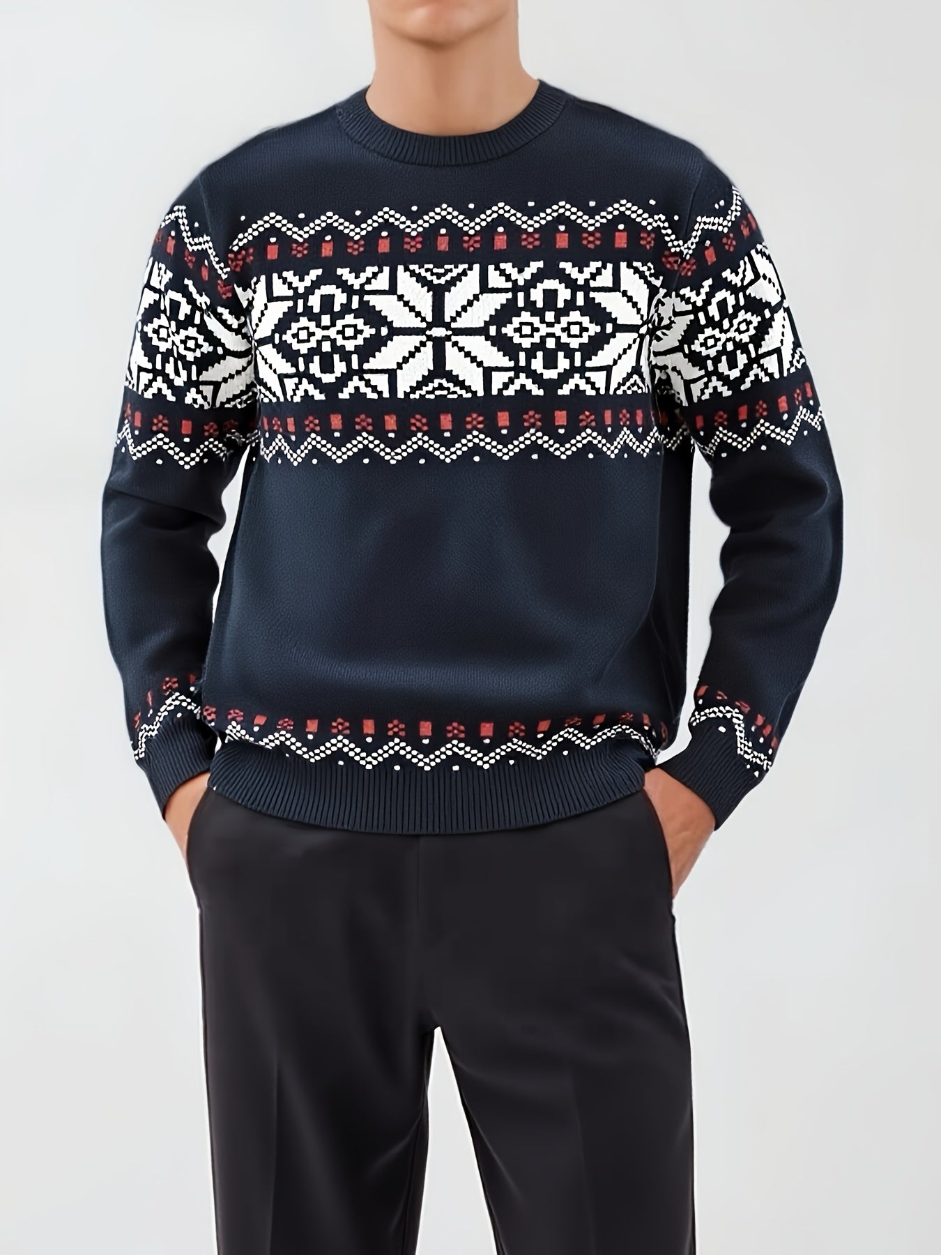 Herren Rundhals Norweger-Pullover
