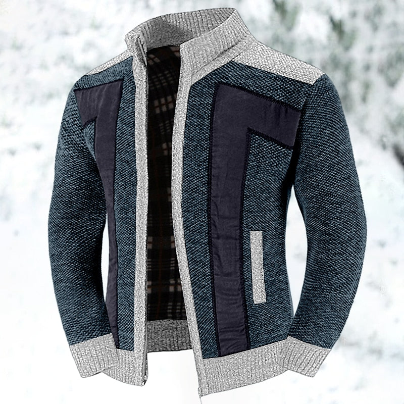 Herren Strickjacke mit Reißverschluss | Gerippt