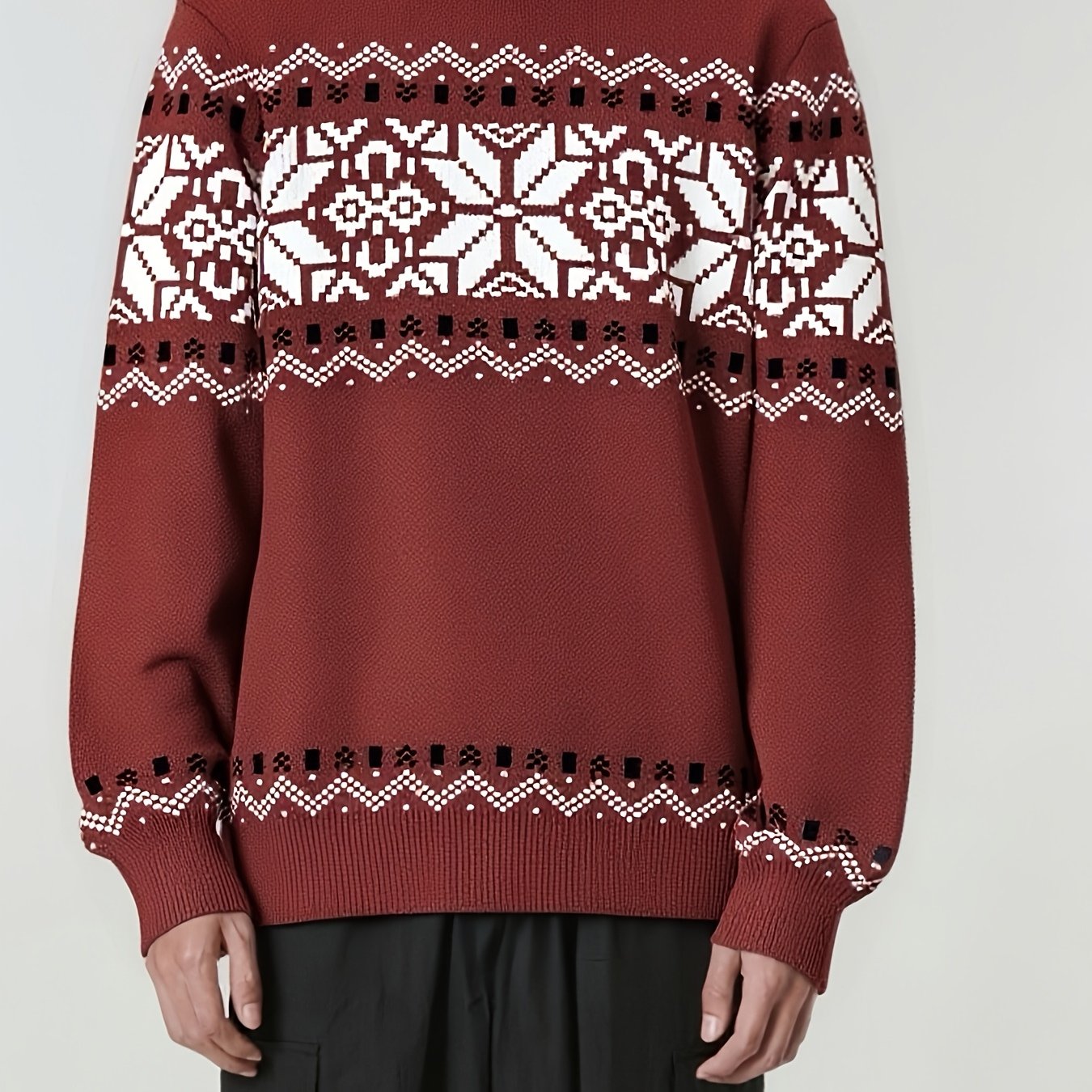 Herren Rundhals Norweger-Pullover