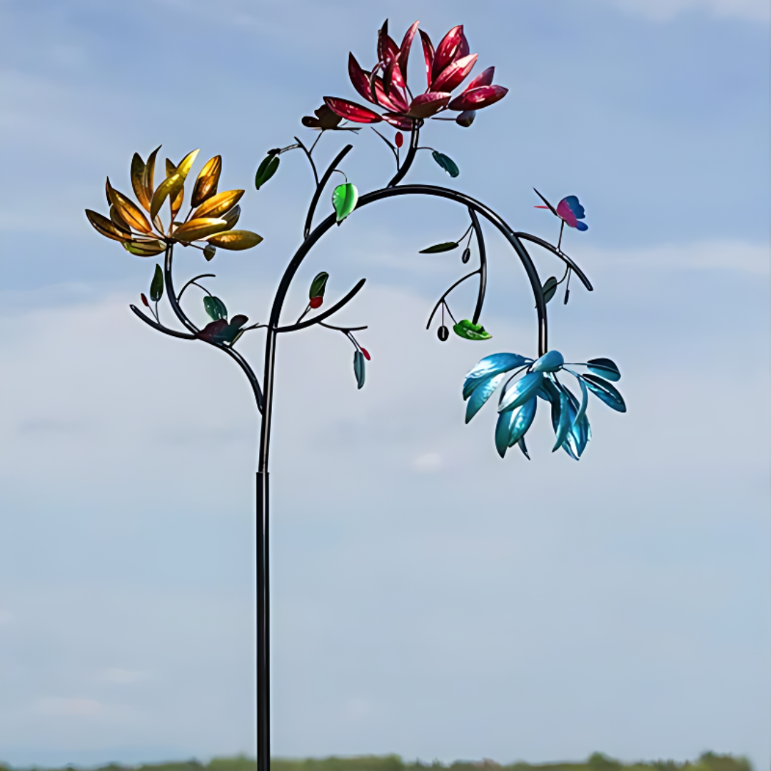 Dekoratives Windspiel mit Schmetterlingen & Blumen | Farbenfroh & wetterfest