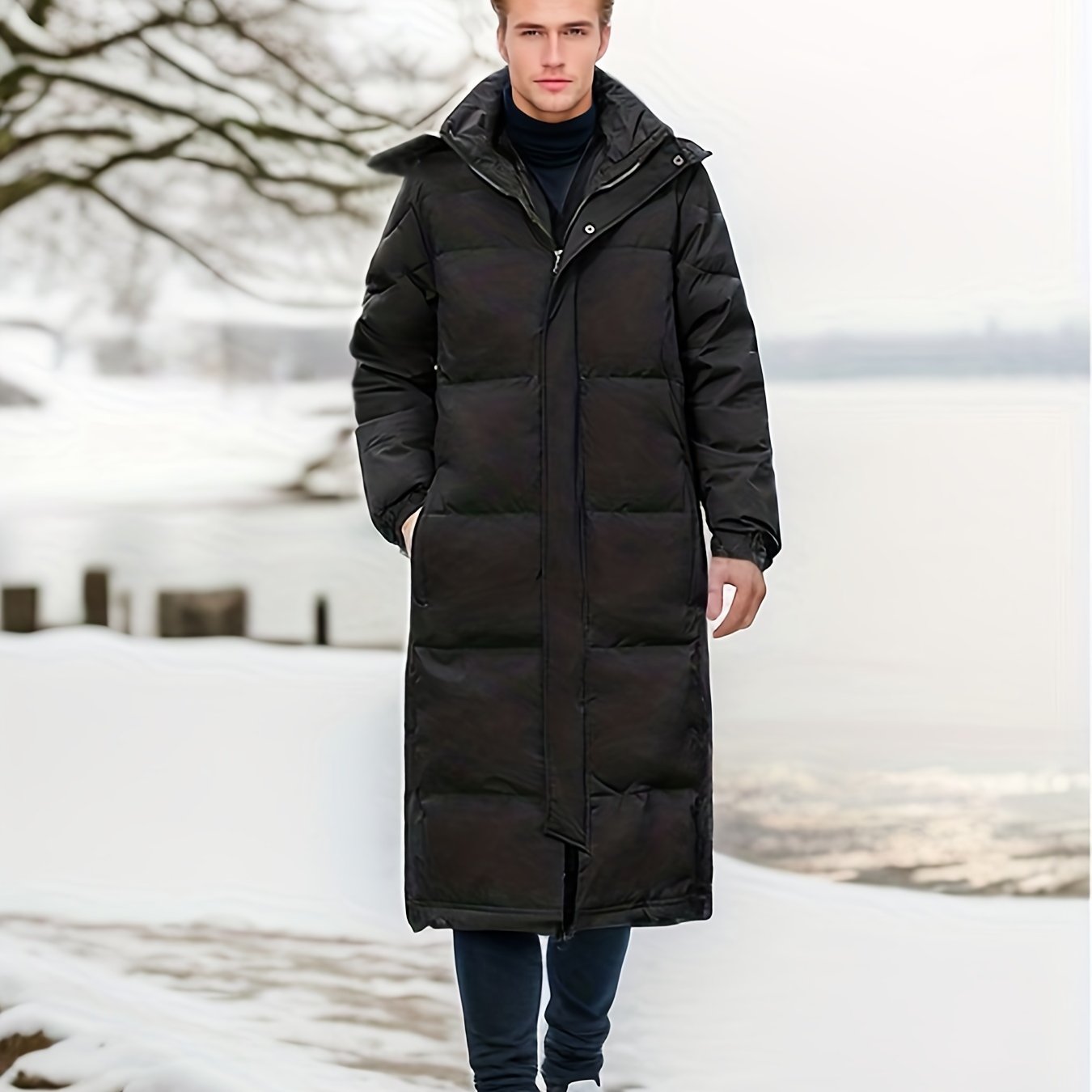 Herren Kapuzen-Reißverschluss-Wintermantel