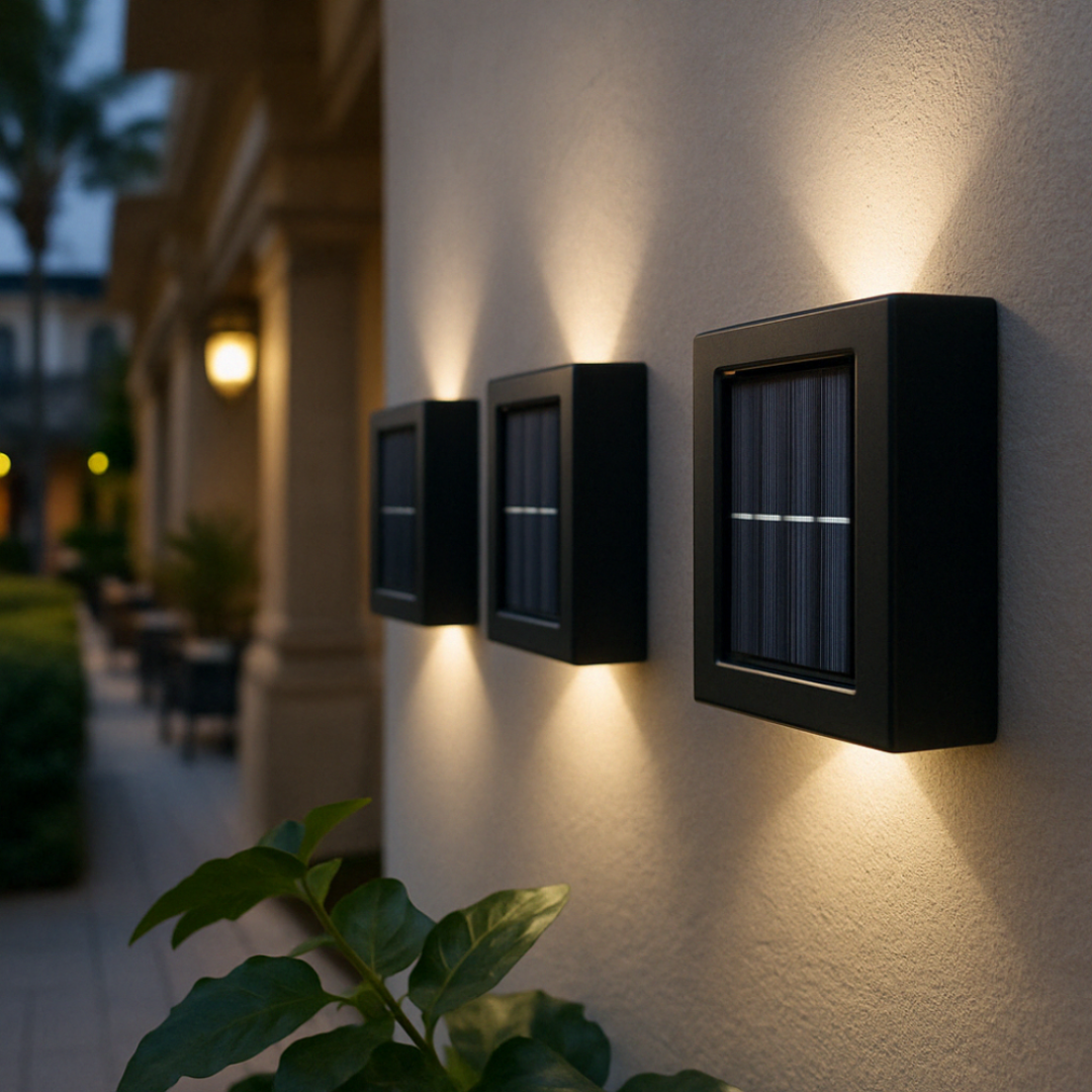 Solar LED-Wandlampen für Außen – Kabellos & Warmweißes Licht