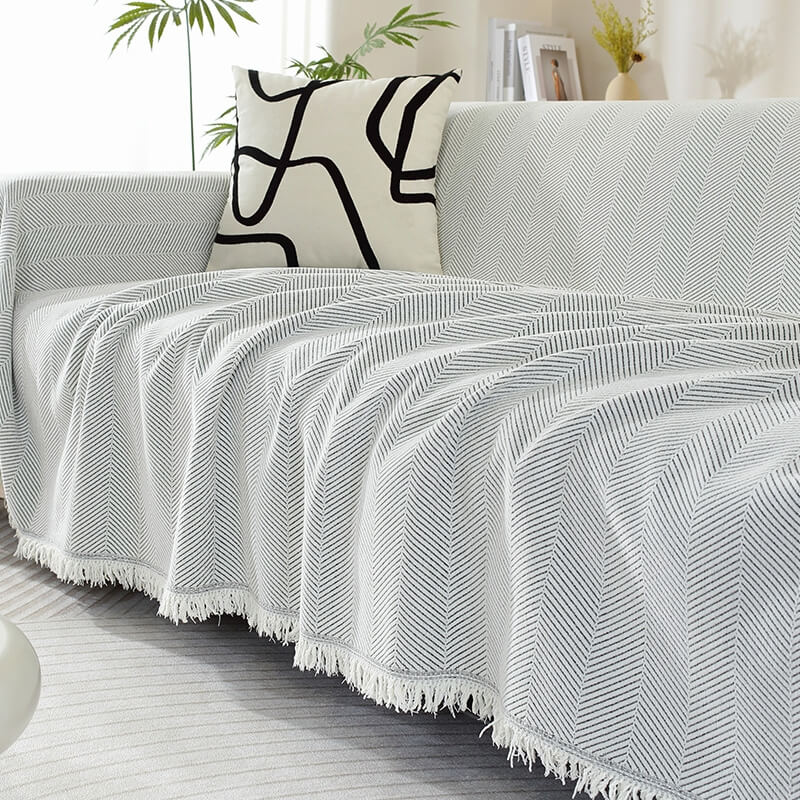 Sofaüberwurf mit Quasten | Gemütliches Design