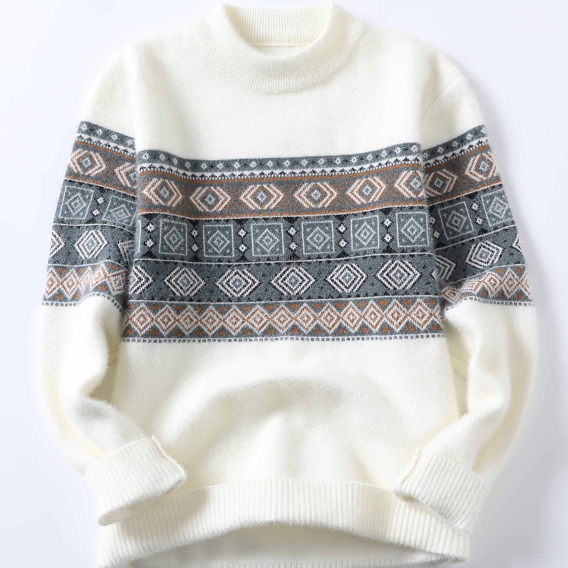 Herren Norweger-Pullover mit halbhohem Kragen