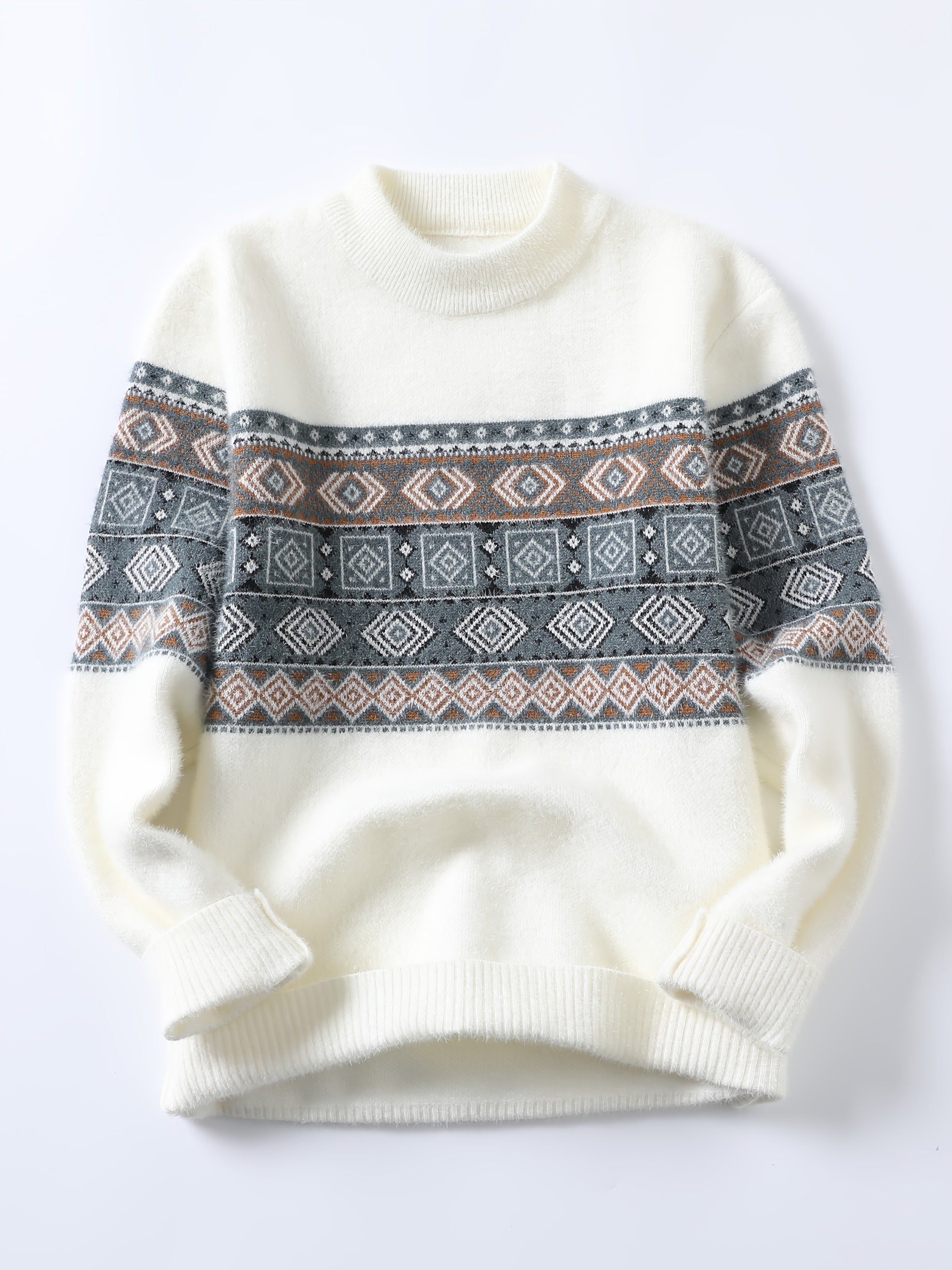 Herren Norweger-Pullover mit halbhohem Kragen