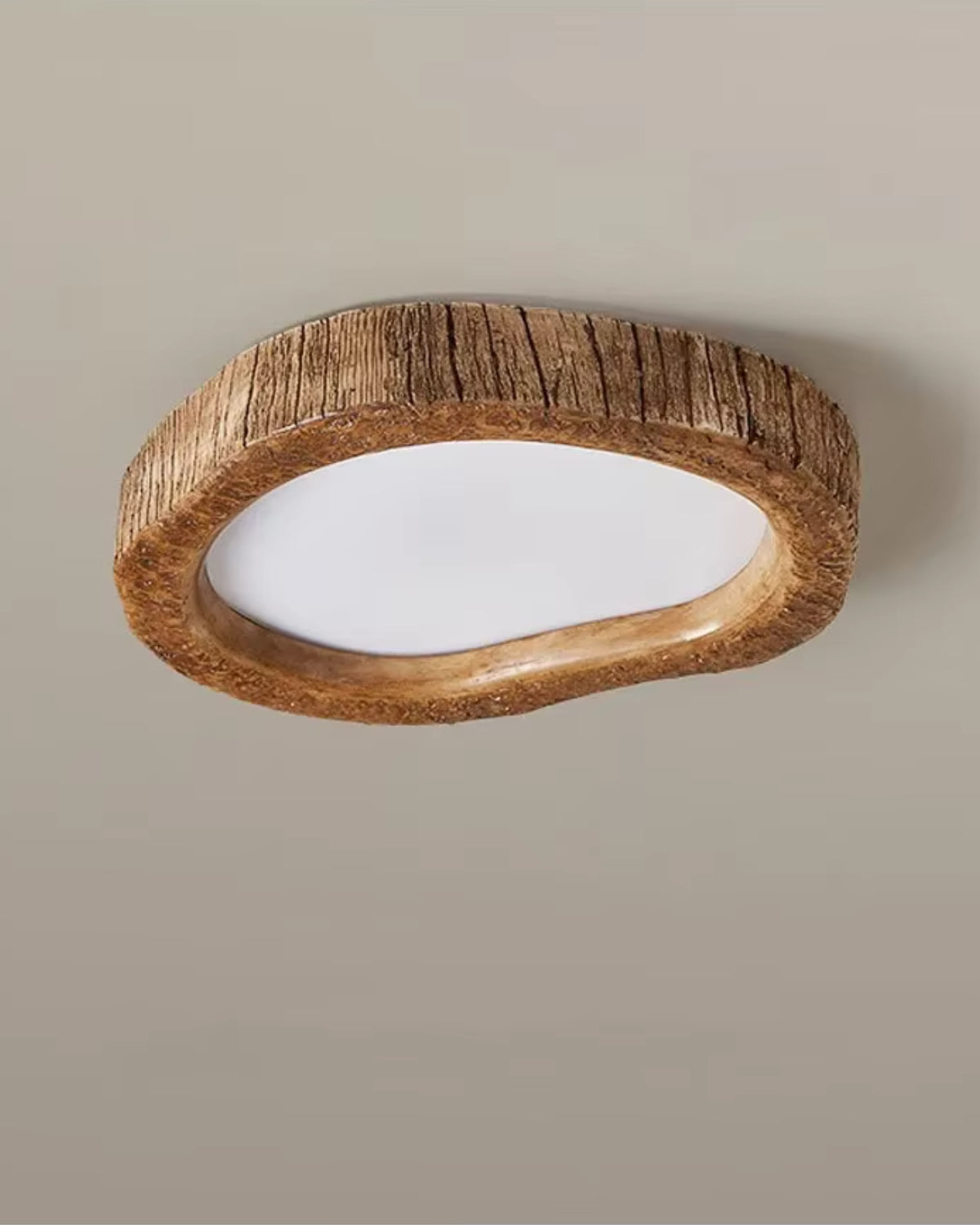 Deckenlampe | Runde Holzoptik Leuchte für Wohnzimmer