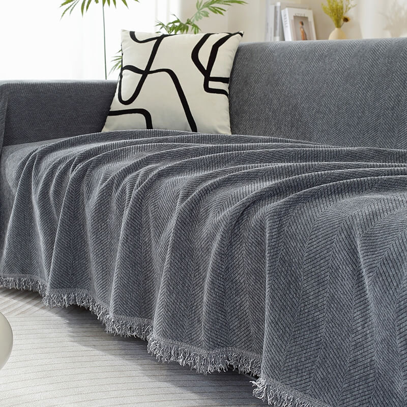 Sofaüberwurf mit Quasten | Gemütliches Design
