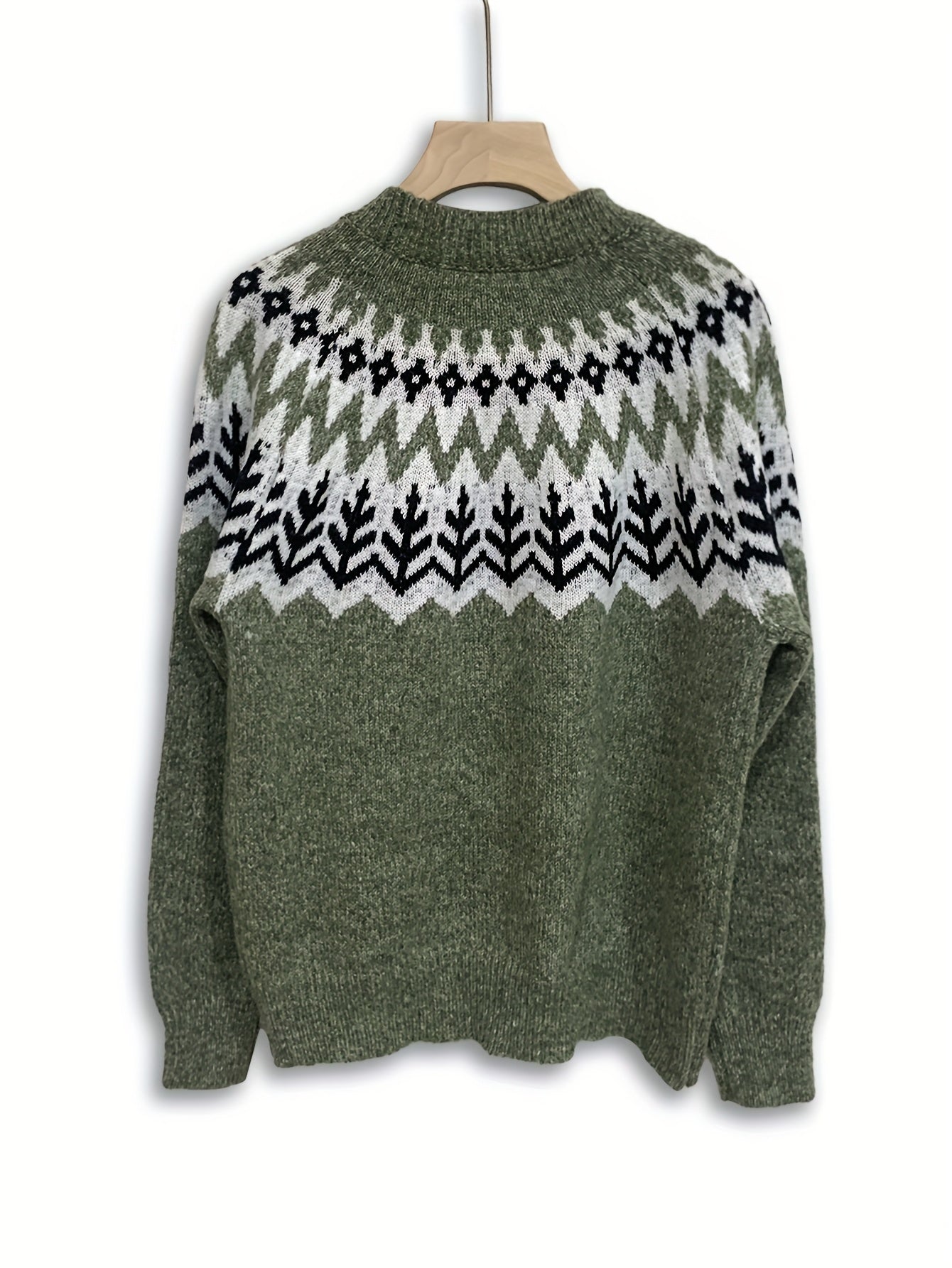 Damen rundhalsschnitt Norweger-Pullover