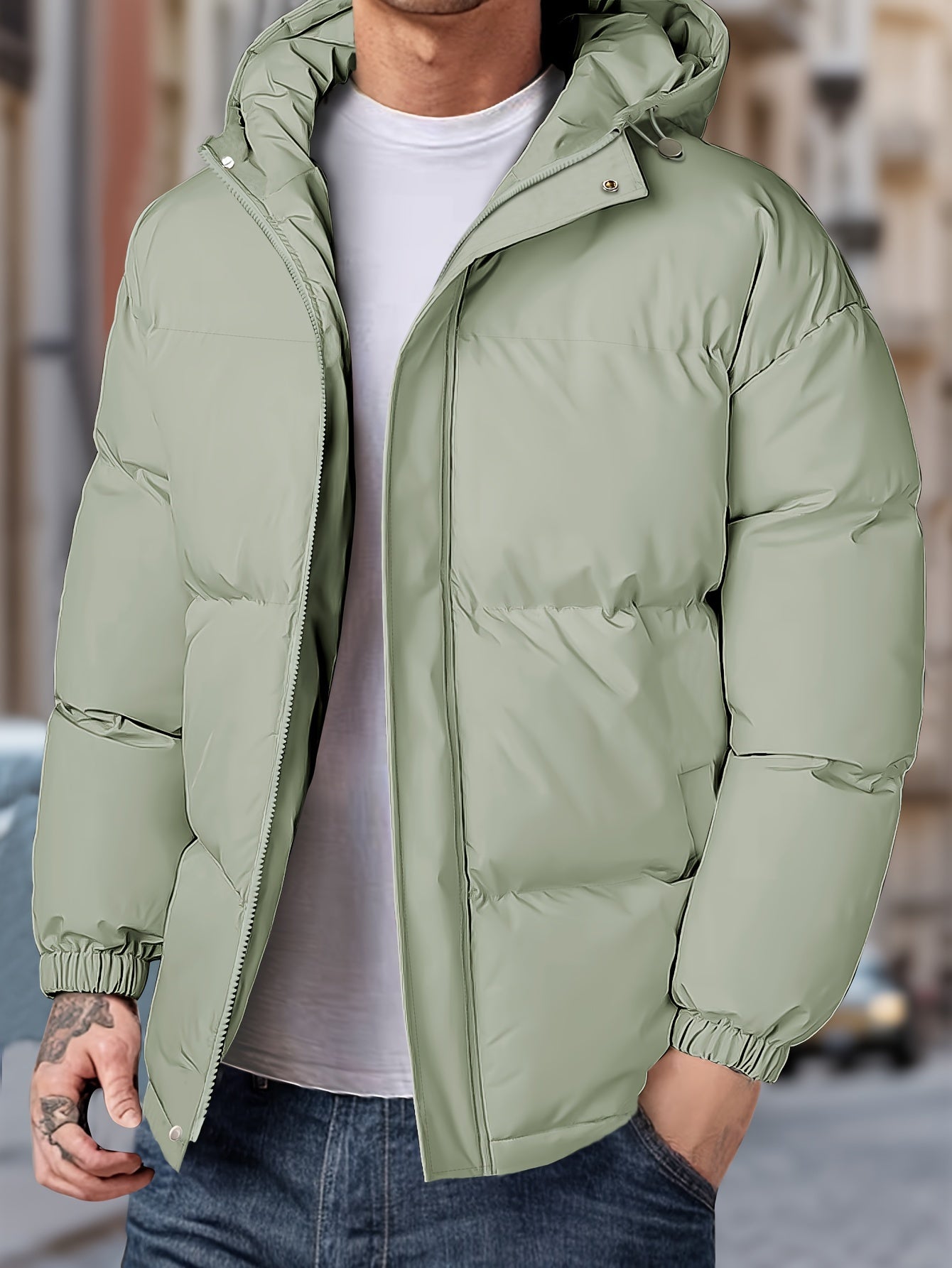 Herren Kapuzen-Reißverschluss-Winterjacke