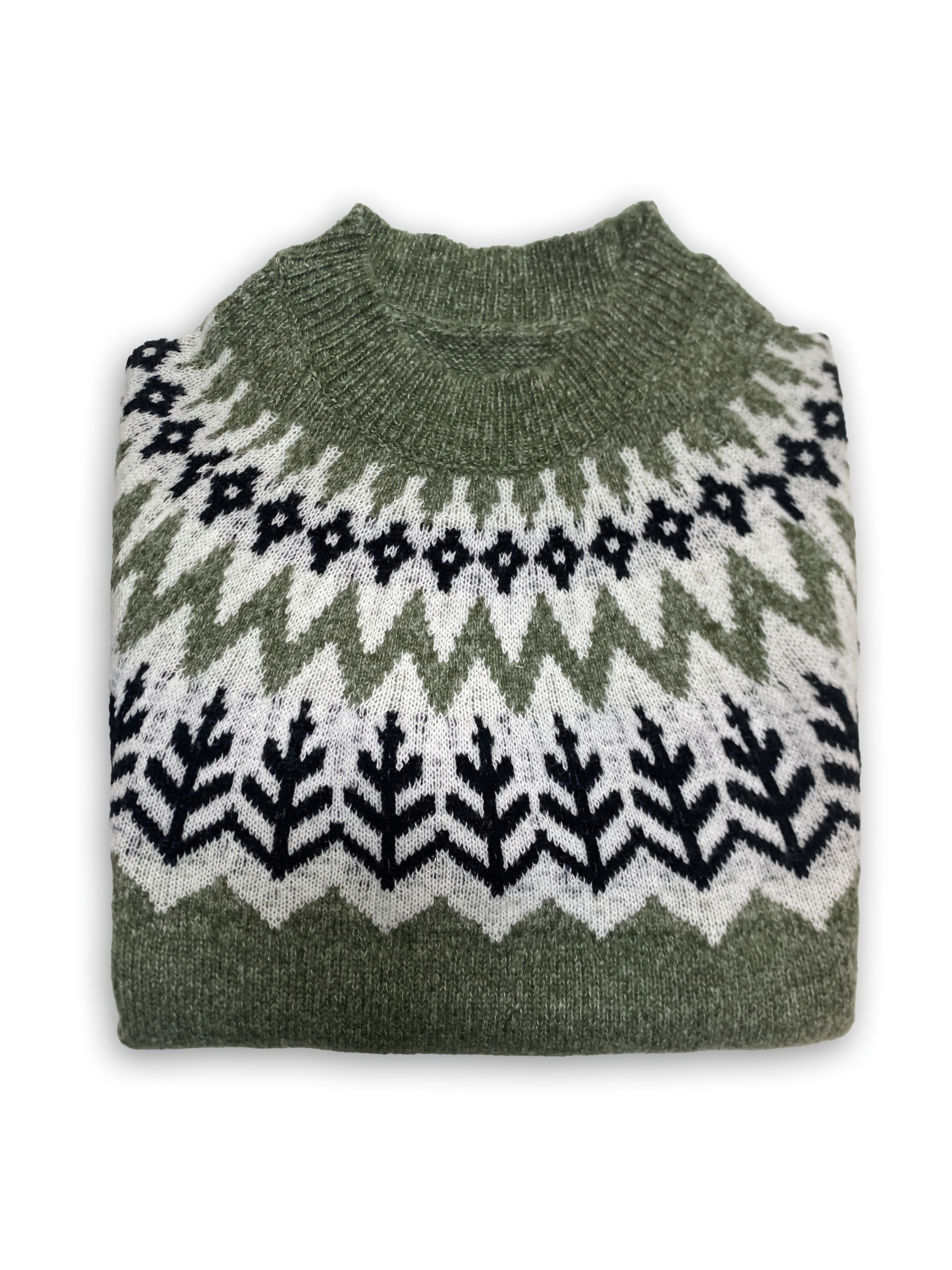 Damen rundhalsschnitt Norweger-Pullover