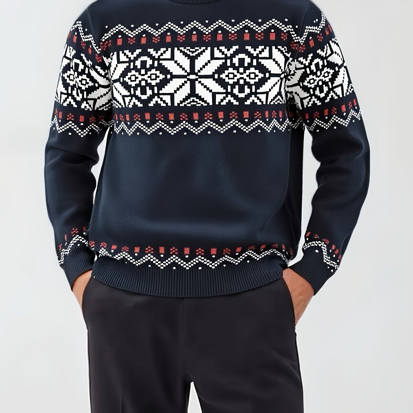 Herren Rundhals Norweger-Pullover