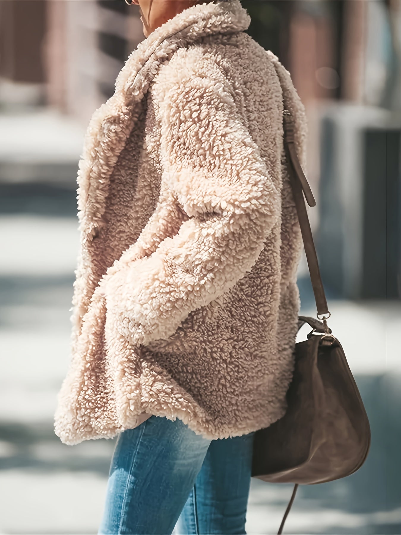 Damen Teddy Knopfjacke
