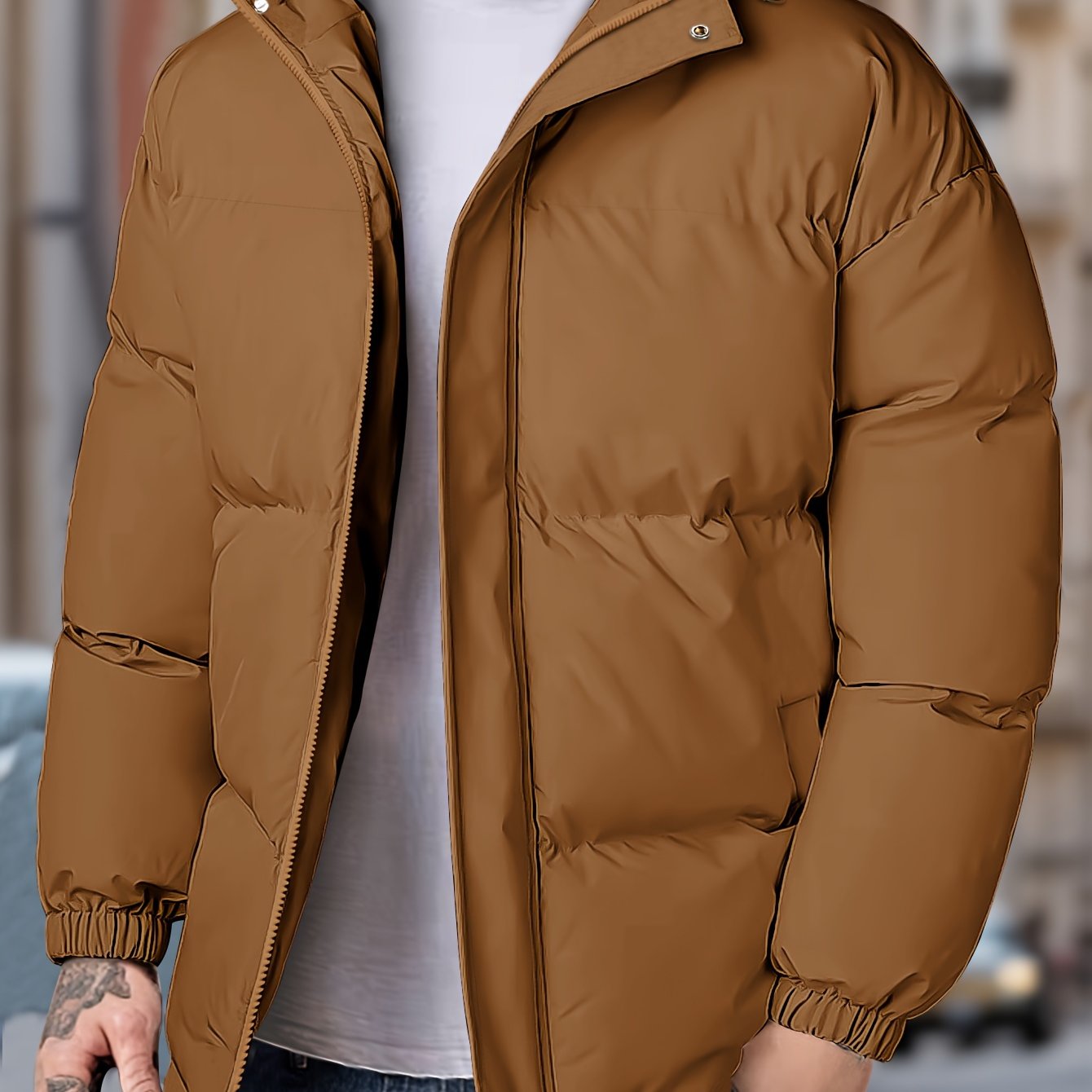 Herren Kapuzen-Reißverschluss-Winterjacke