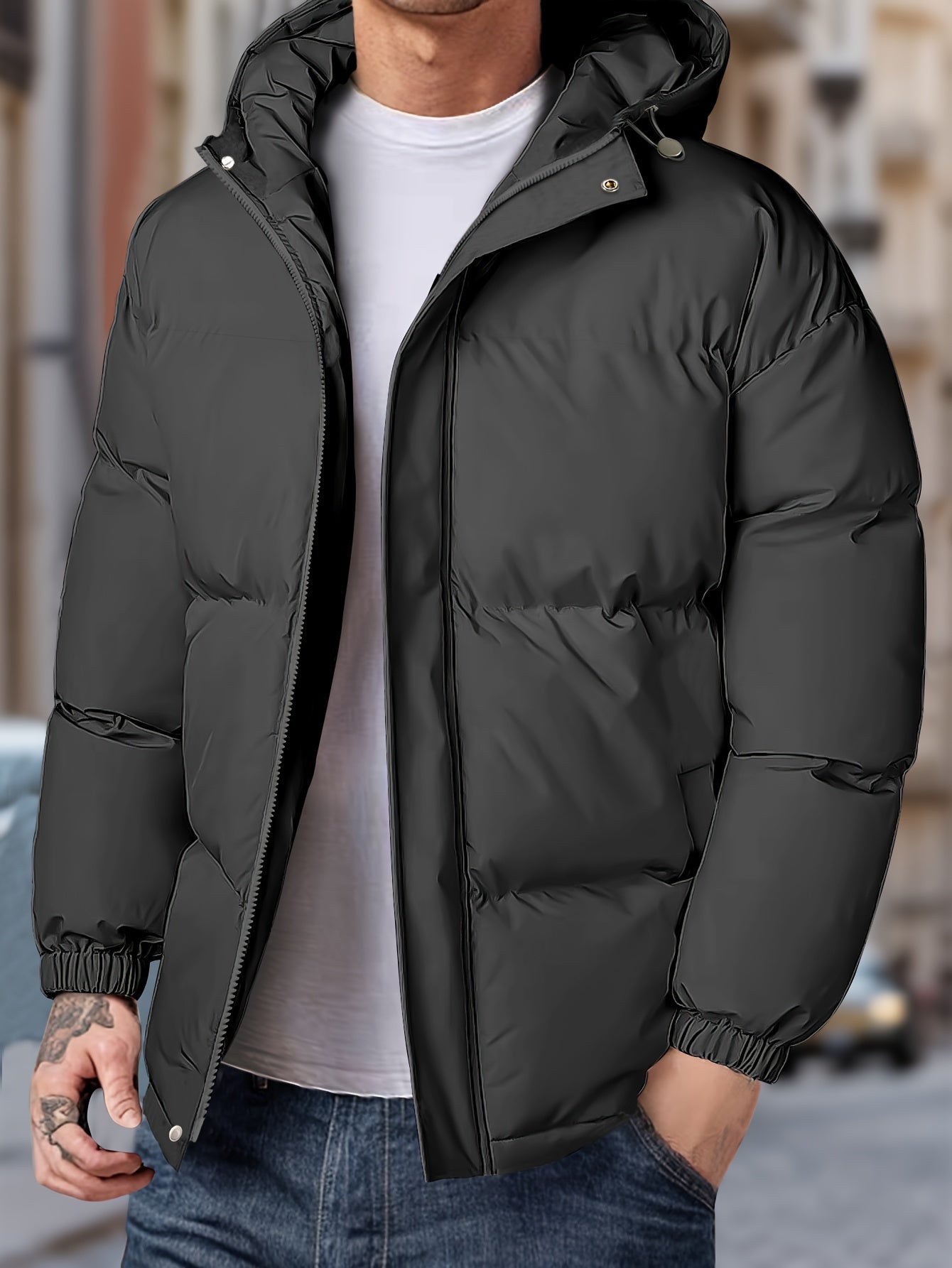 Herren Kapuzen-Reißverschluss-Winterjacke