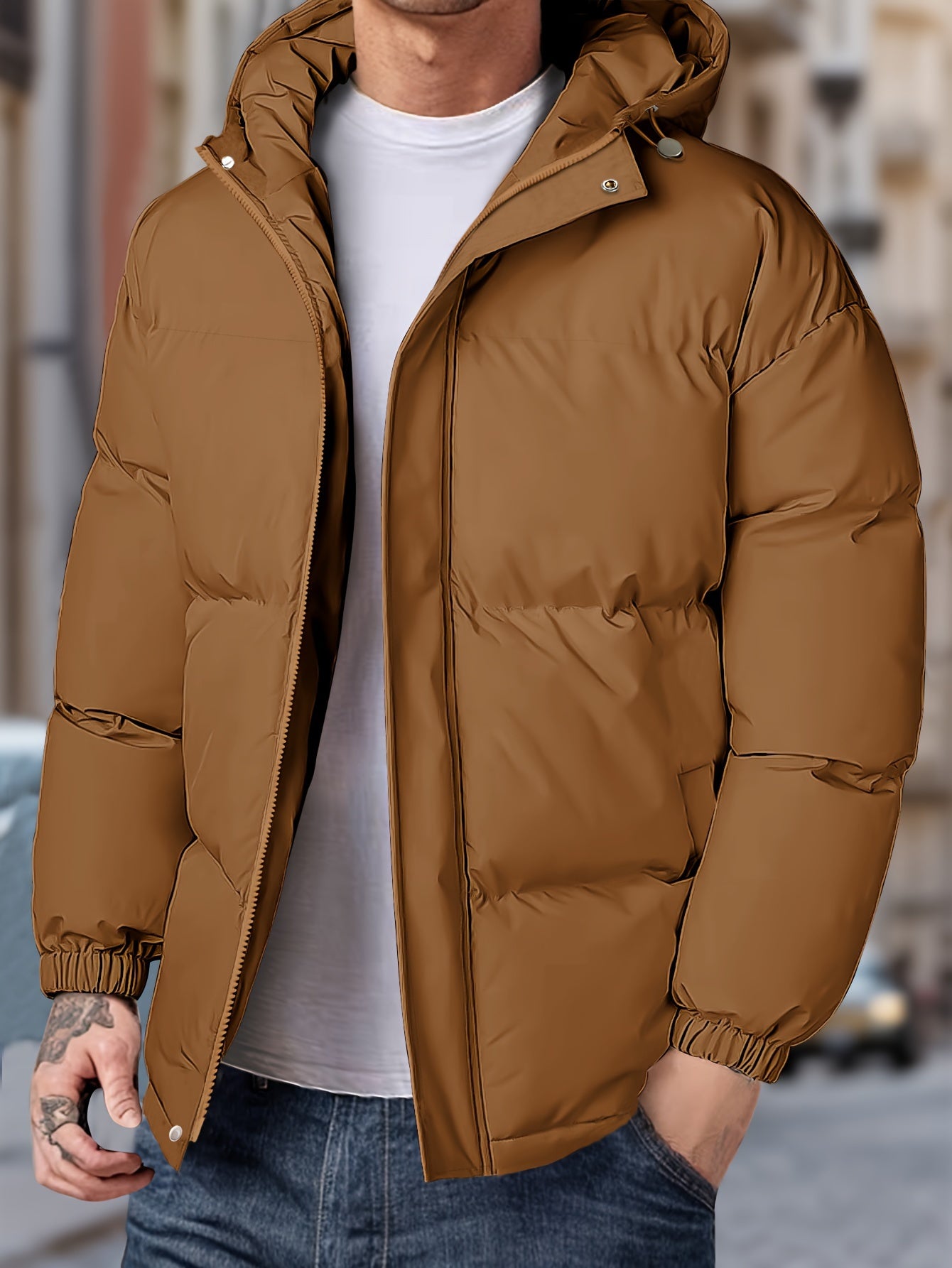 Herren Kapuzen-Reißverschluss-Winterjacke