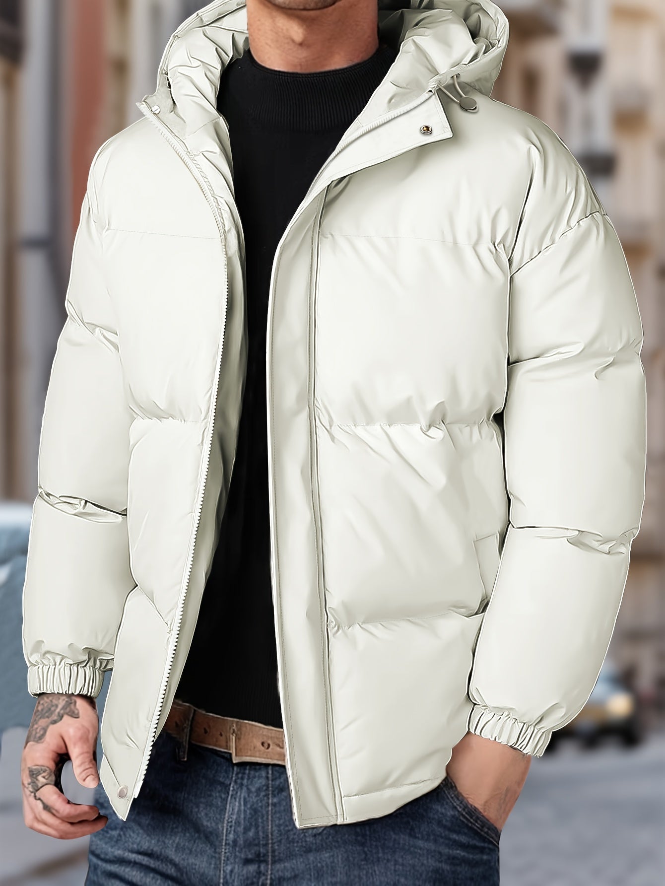 Herren Kapuzen-Reißverschluss-Winterjacke