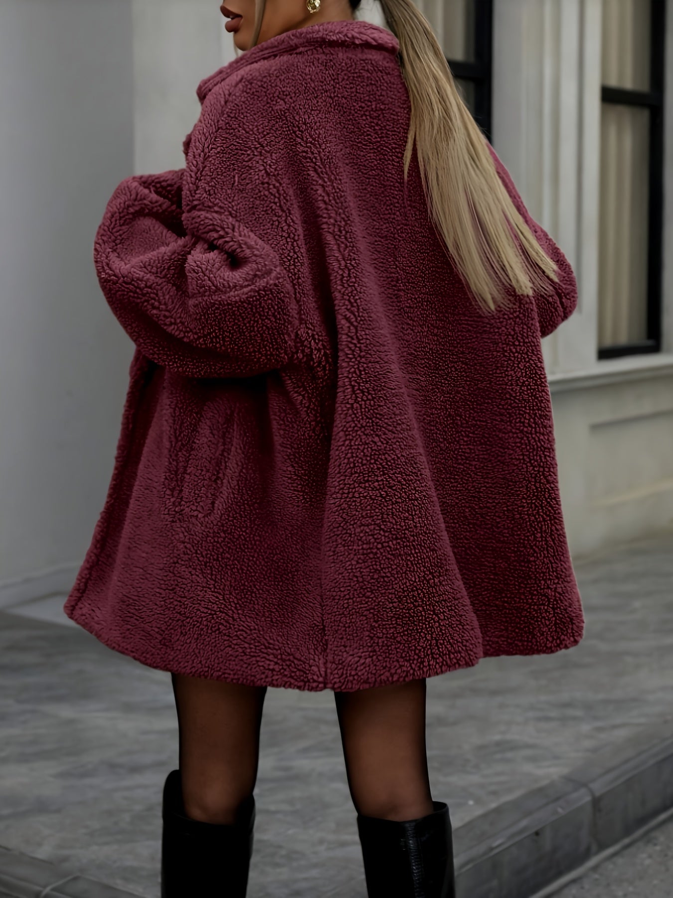 Damen Teddy knopfverschlossener Wintermantel