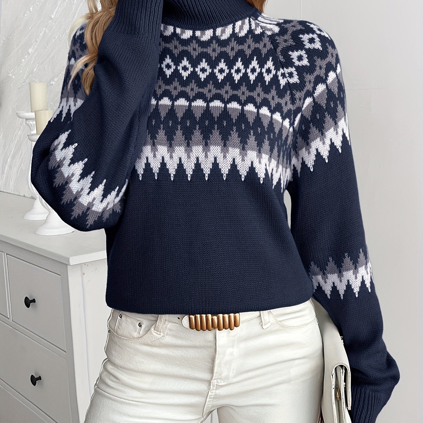 Damen Winter Norweger-Pullover