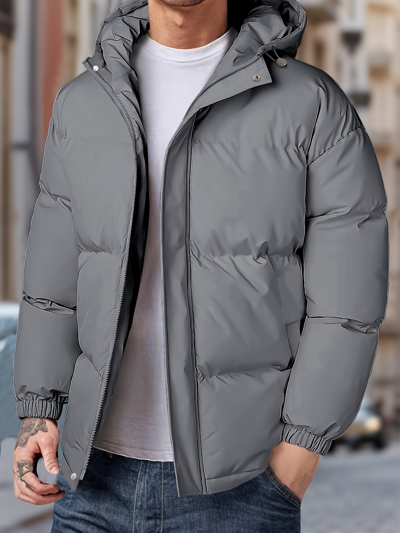 Herren Kapuzen-Reißverschluss-Winterjacke