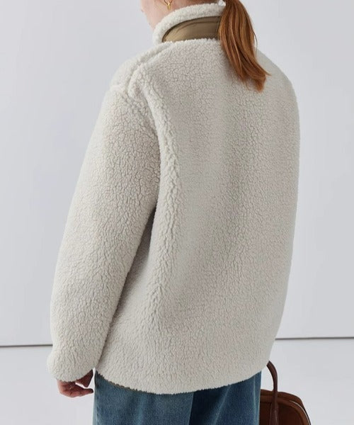 Damen Teddy-Jacke | Hoher Kragen