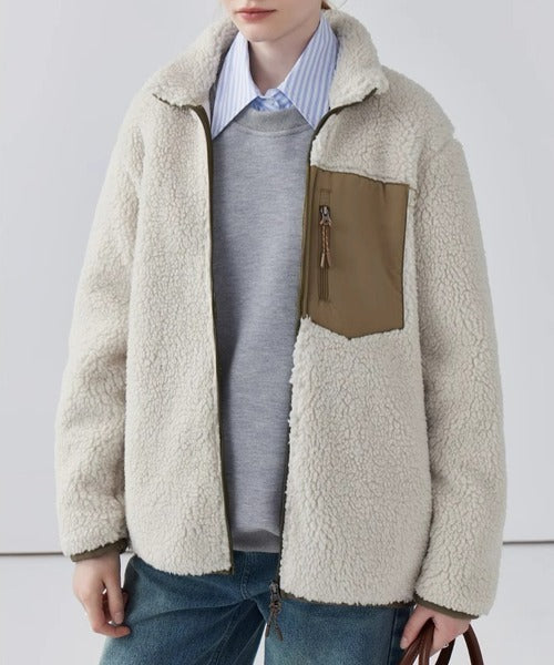 Damen Teddy-Jacke | Hoher Kragen