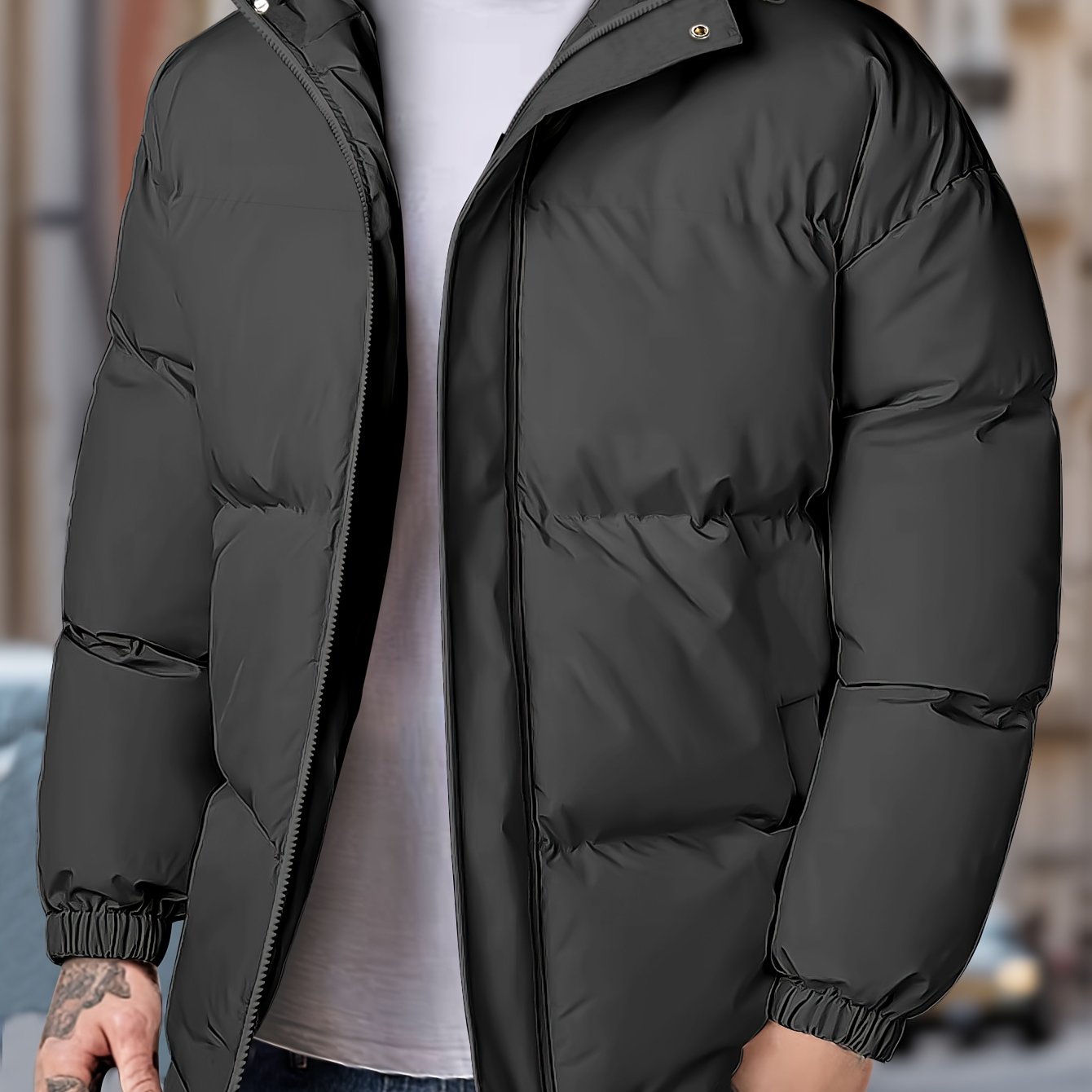 Herren Kapuzen-Reißverschluss-Winterjacke