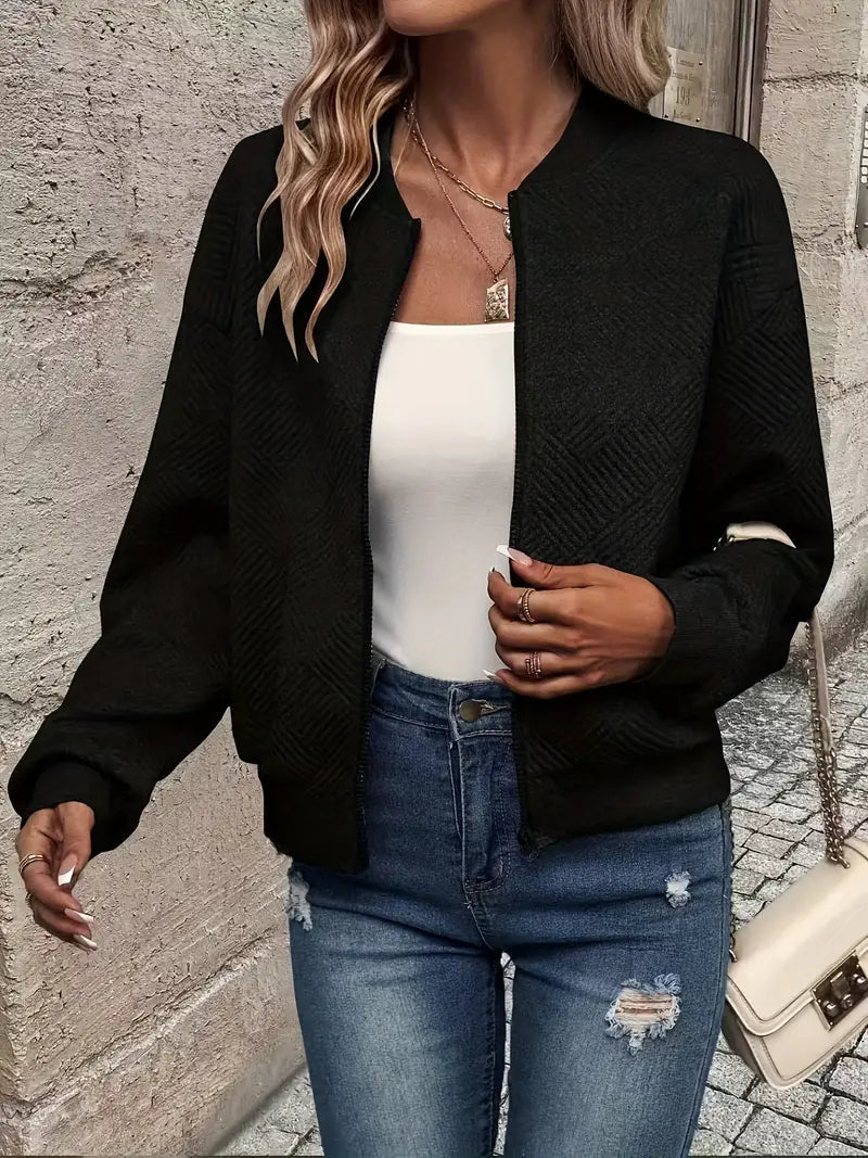 Damen Zip-Up Jacke | Strukturiert