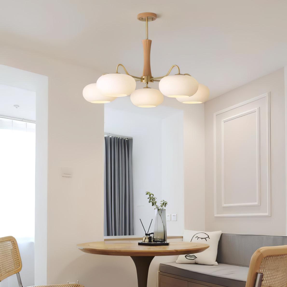 Deckenlampe | Messing-Holzoptik Kronleuchter
