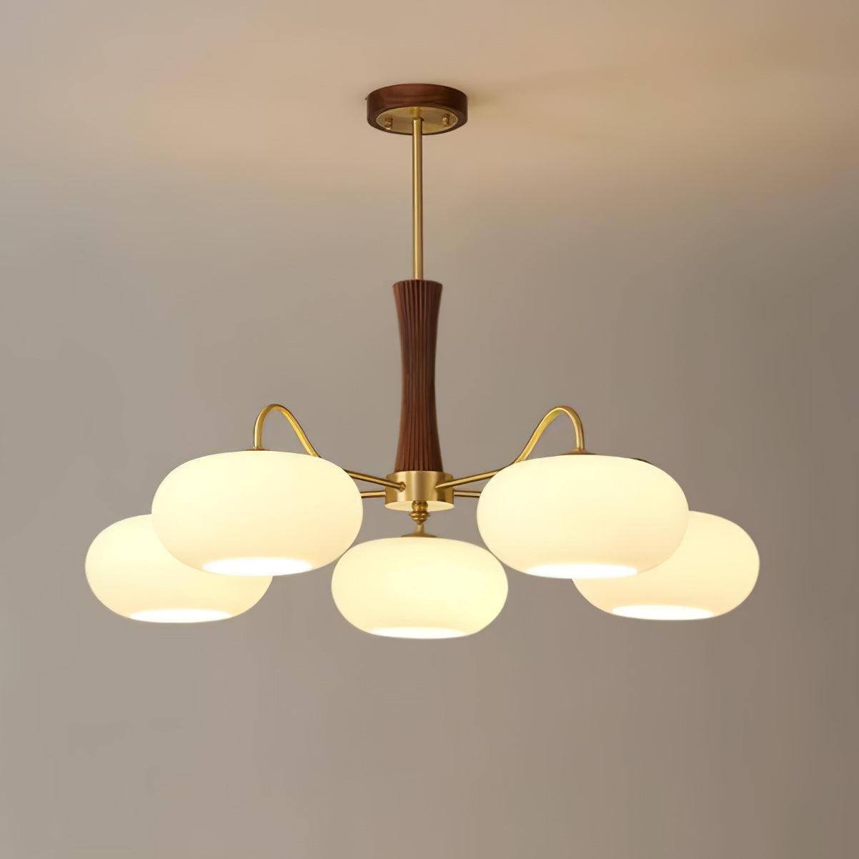 Deckenlampe | Messing-Holzoptik Kronleuchter