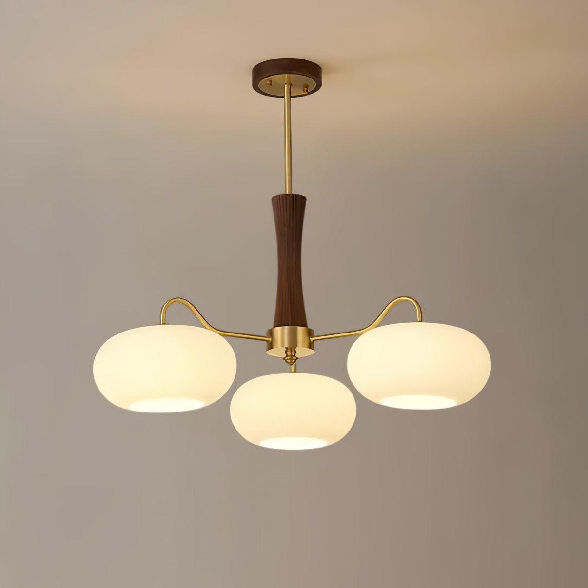 Deckenlampe | Messing-Holzoptik Kronleuchter