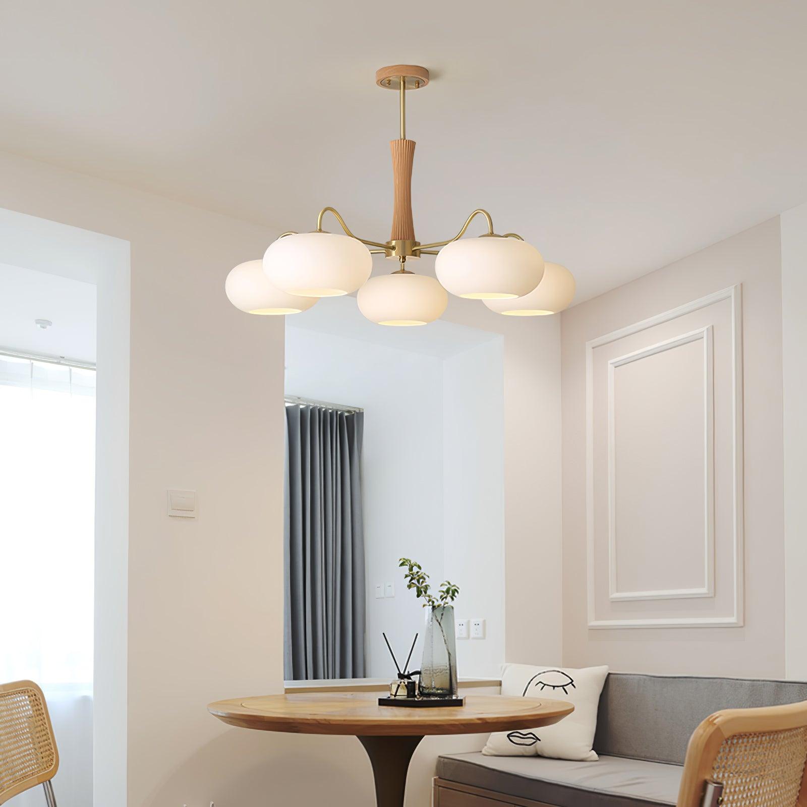 Deckenlampe | Messing-Holzoptik Kronleuchter