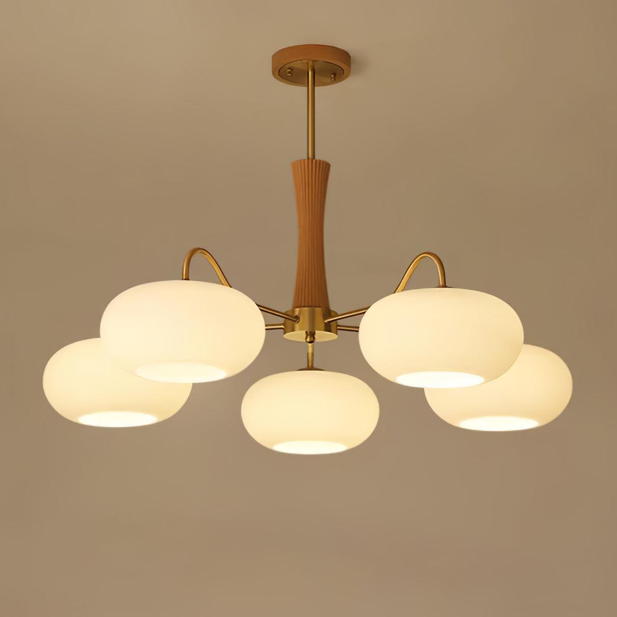 Deckenlampe | Messing-Holzoptik Kronleuchter