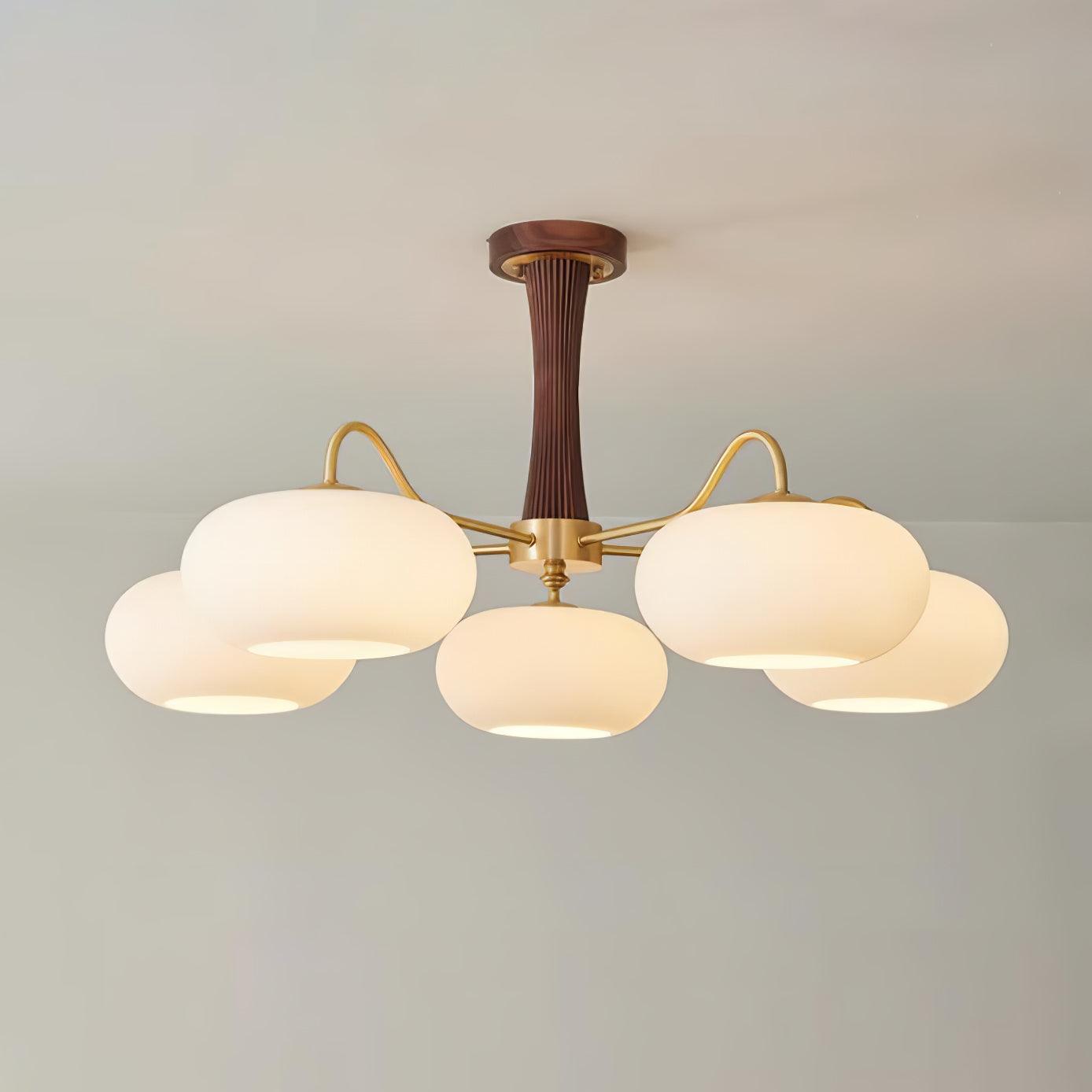 Deckenlampe | Messing-Holzoptik Kronleuchter