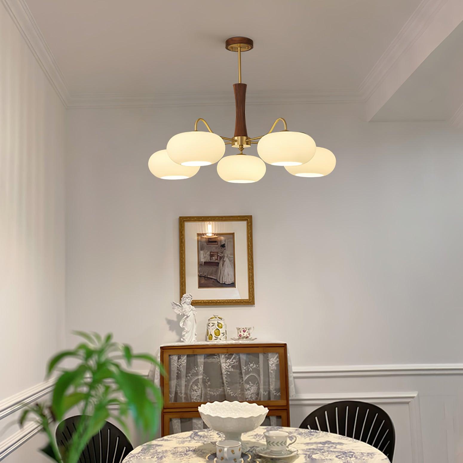Deckenlampe | Messing-Holzoptik Kronleuchter