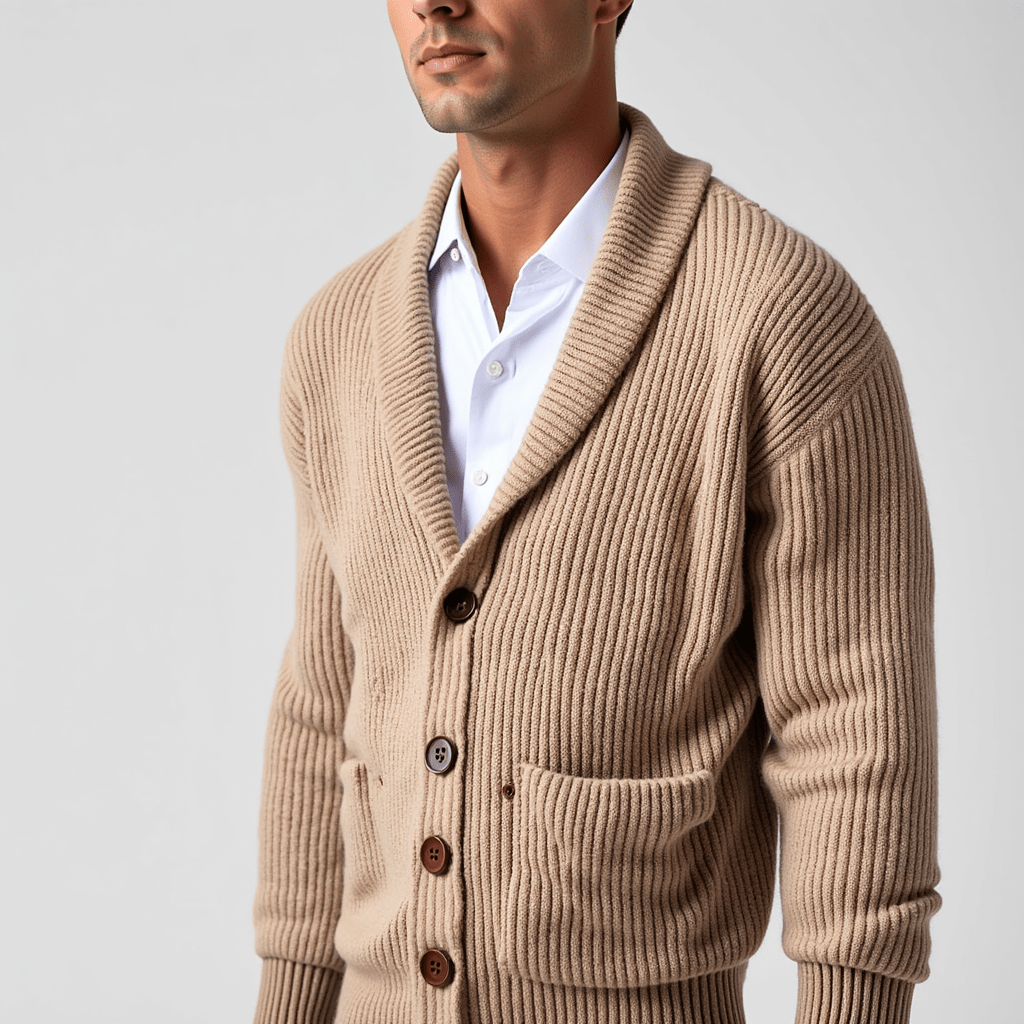 Men’s Waffle Knit Cardigan | V-Neck