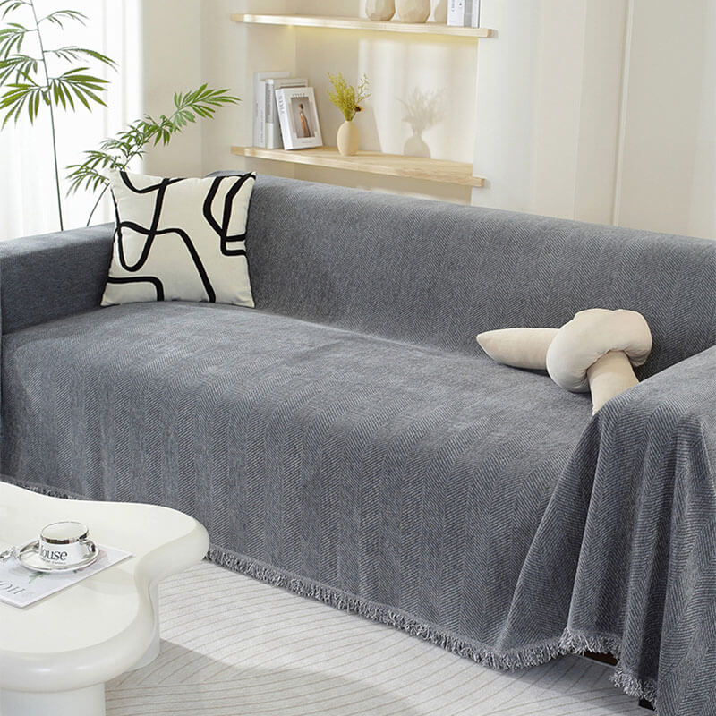 Sofaüberwurf mit Quasten | Gemütliches Design