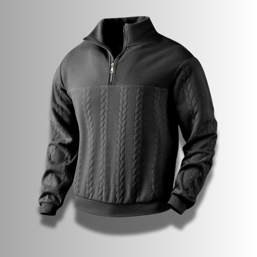 Herren Strickpullover mit Reißverschluss | Stehkragen