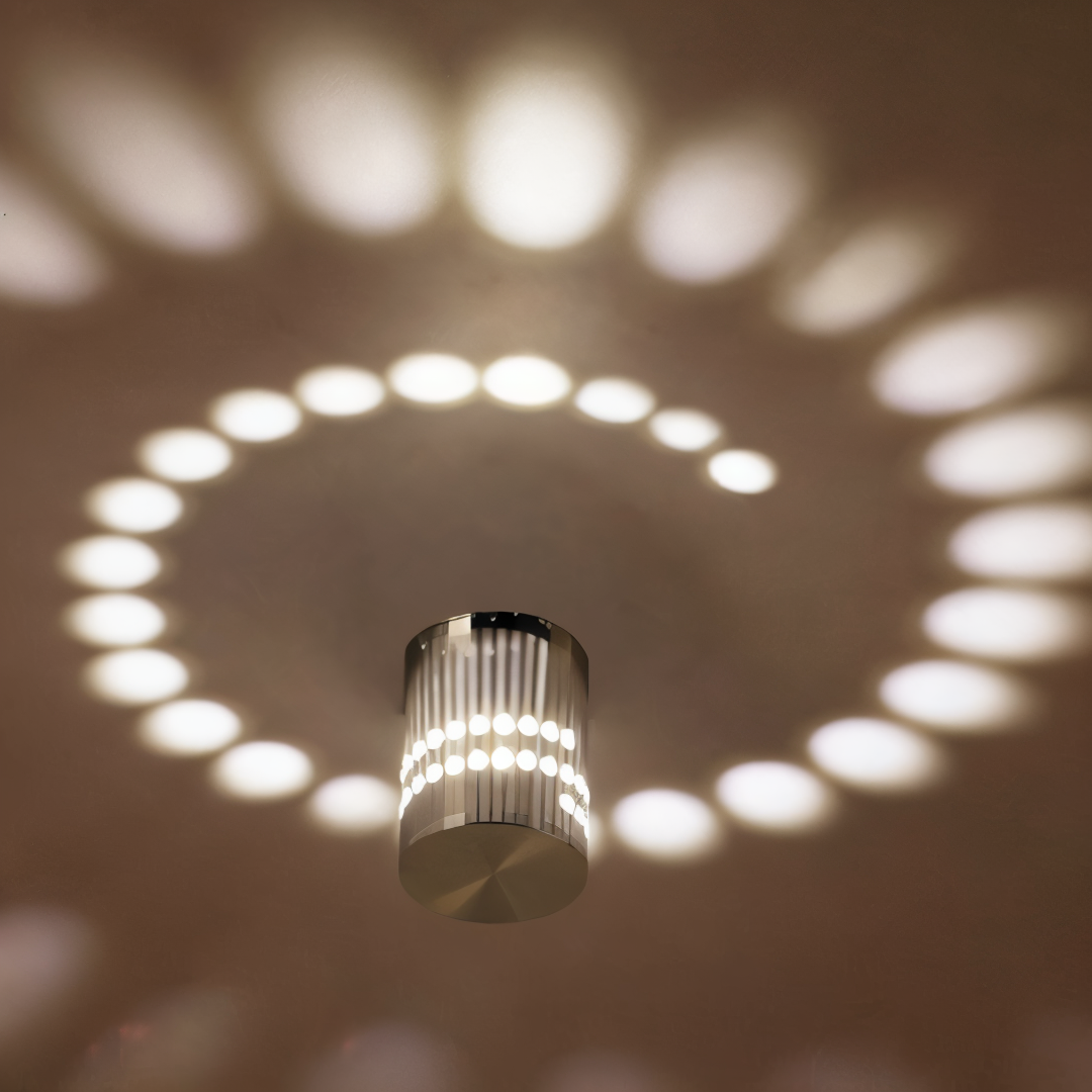 Spiralförmige Wandleuchte in Zylinderform