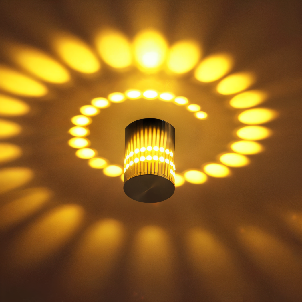 Spiralförmige Wandleuchte in Zylinderform