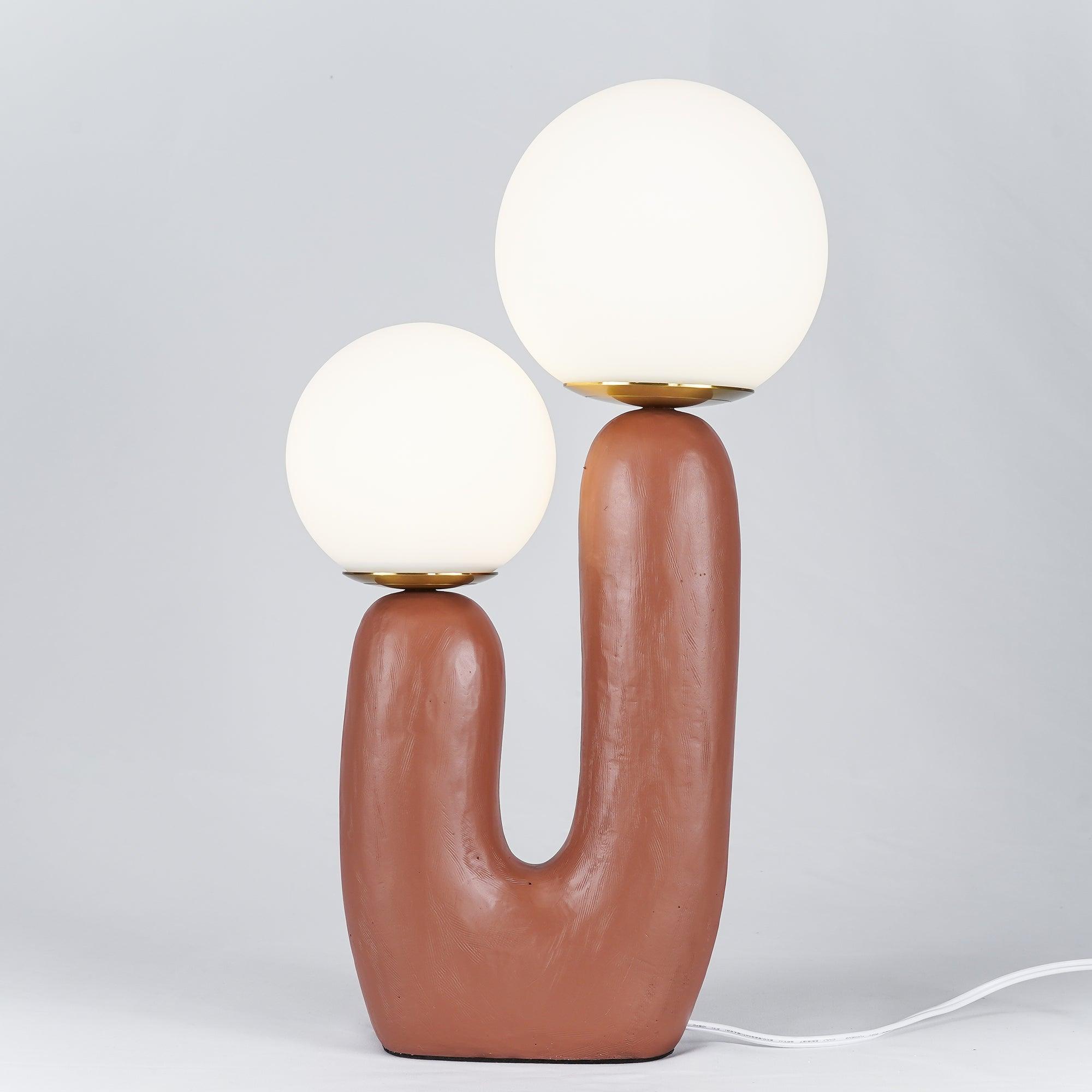 Tischlampe mit zwei Leuchtkugeln