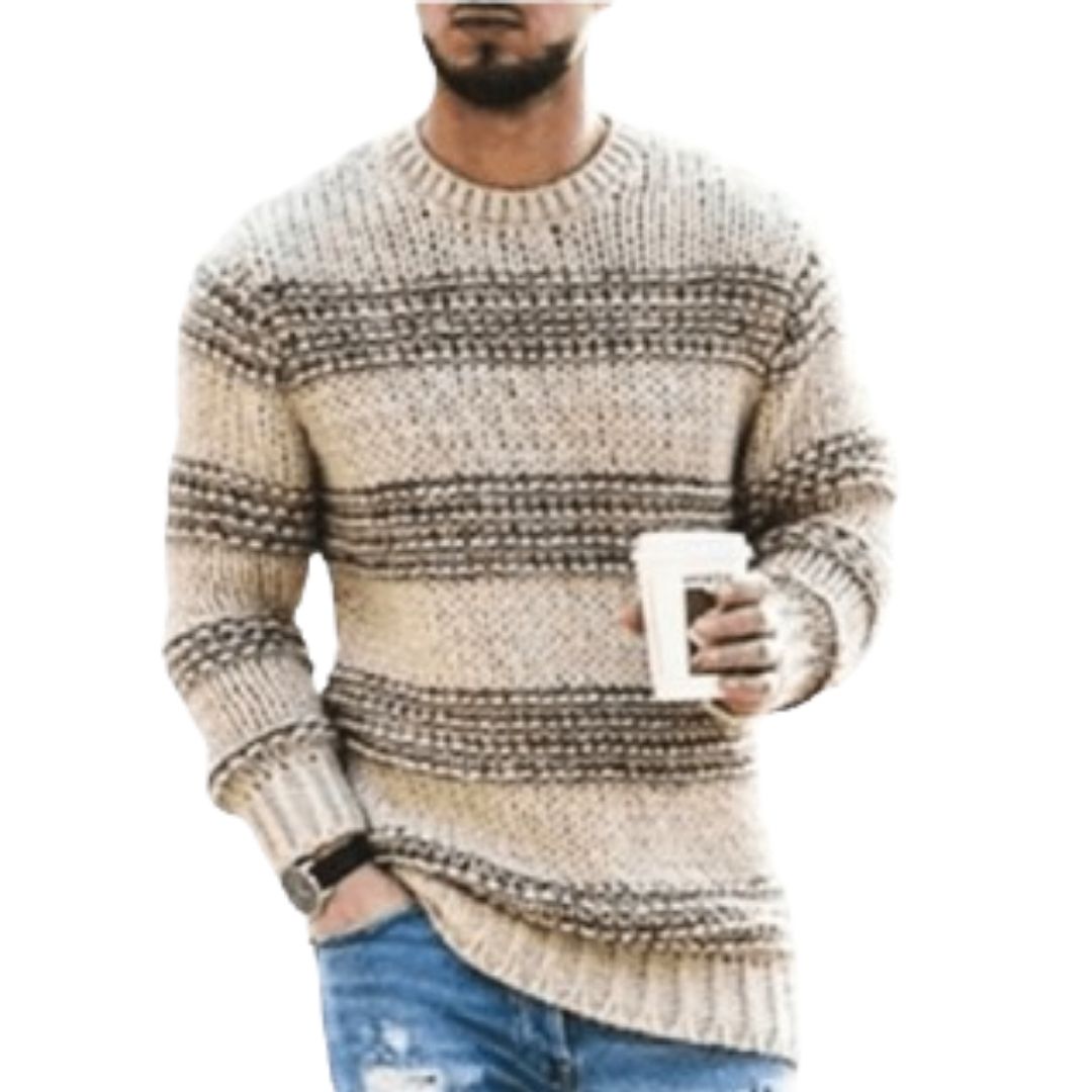 Herren Gestreifter Pullover | Grobstrick