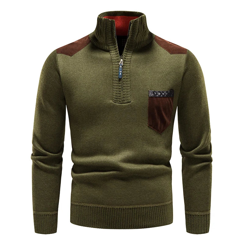 Herren Stehkragen Pullover | Halbzipp