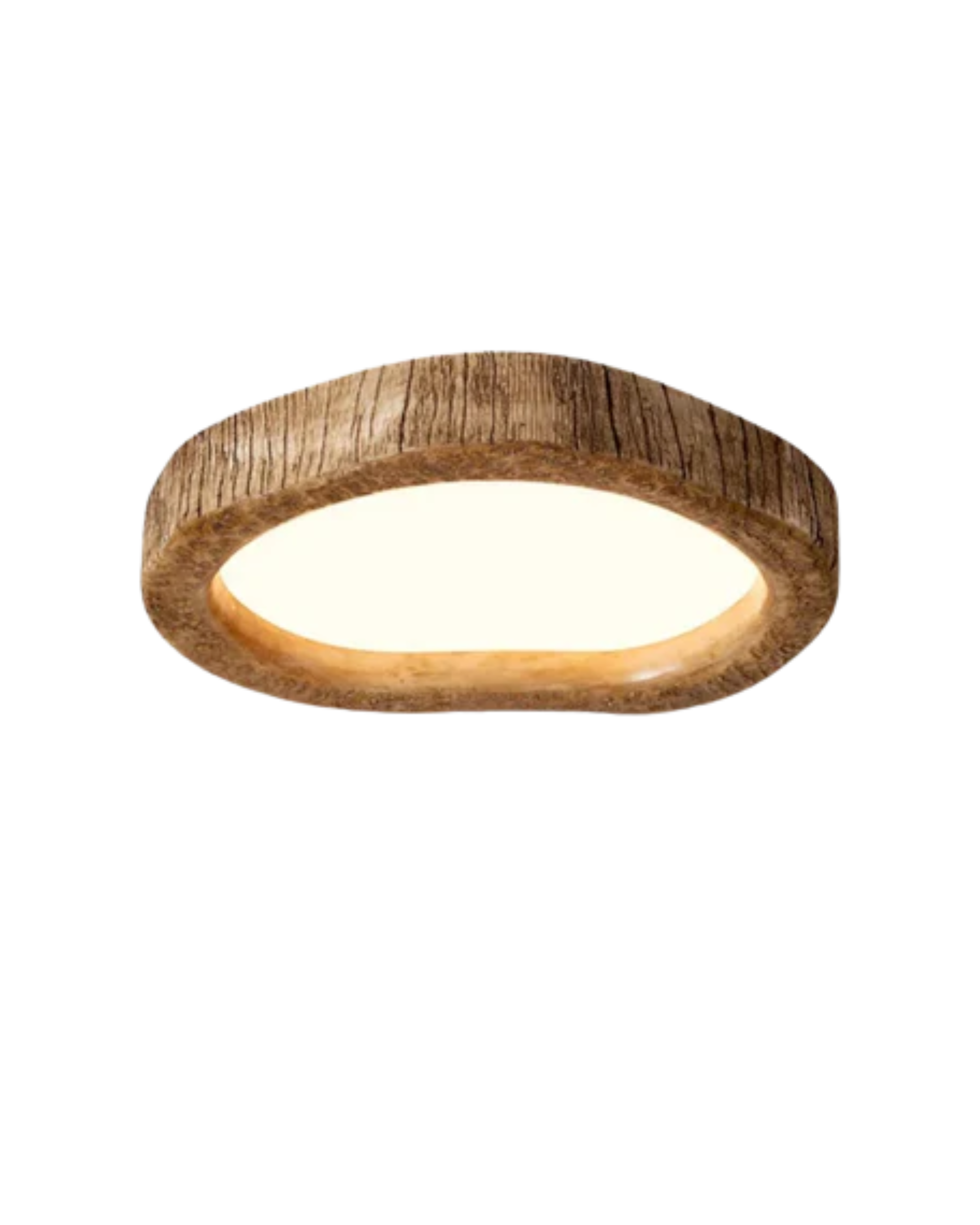 Deckenlampe | Runde Holzoptik Leuchte für Wohnzimmer