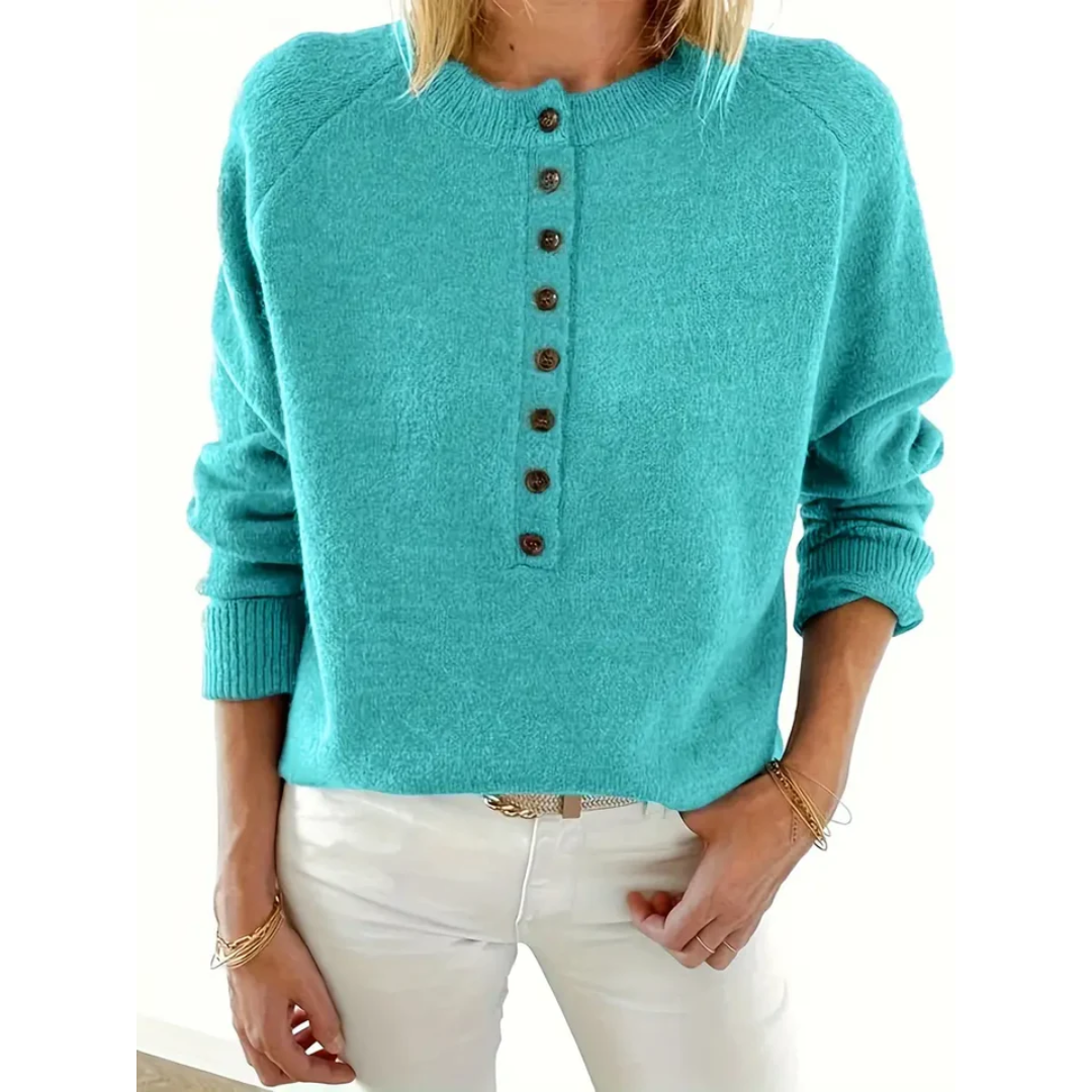 Damen Strickpullover mit Knopfleiste | Casual