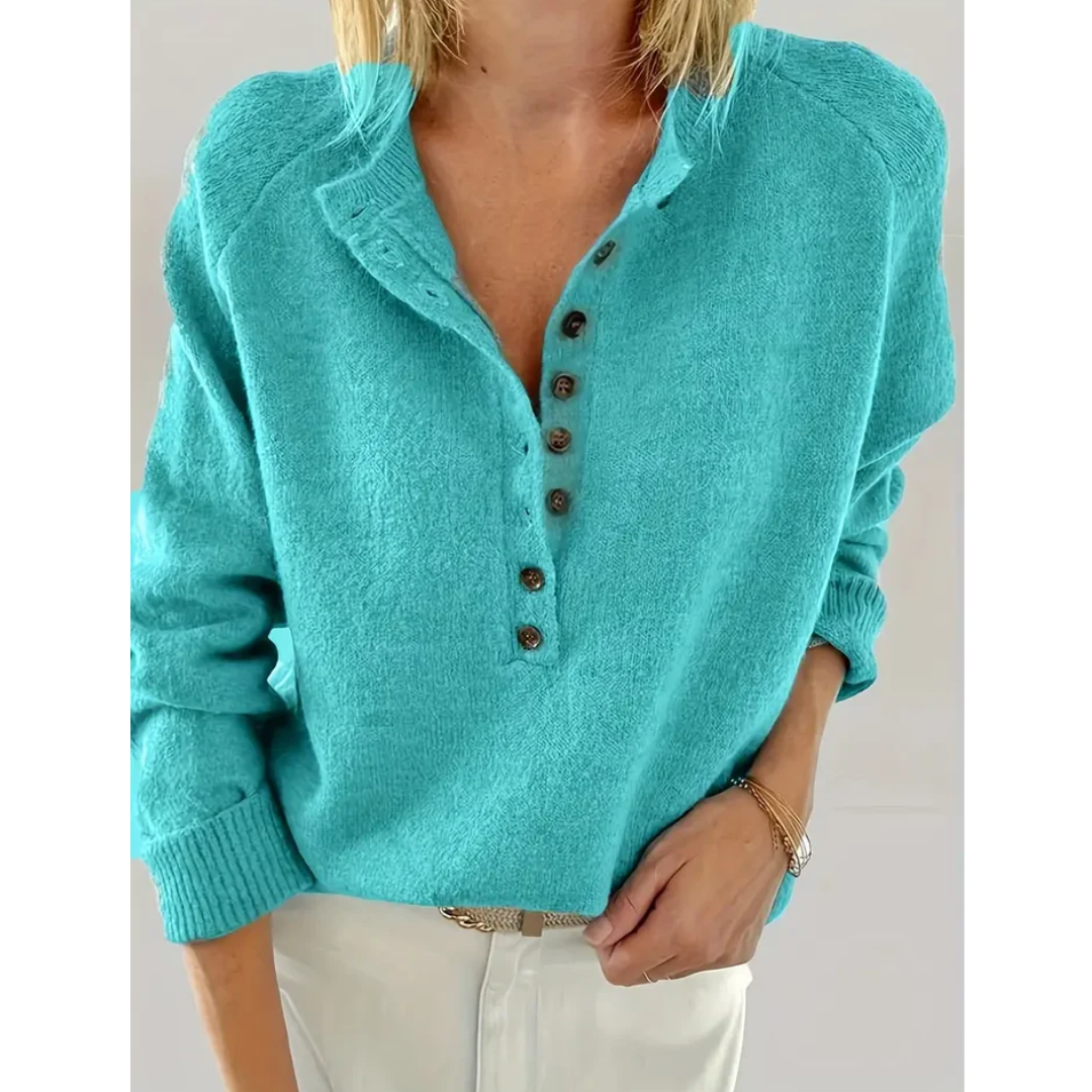 Damen Strickpullover mit Knopfleiste | Casual