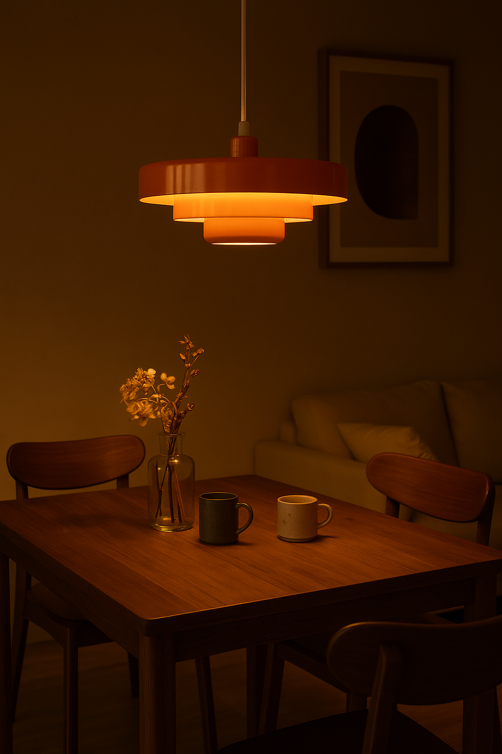 Vintage LED-Hängelampe für Essbereich | Runde Pendelleuchte Retro
