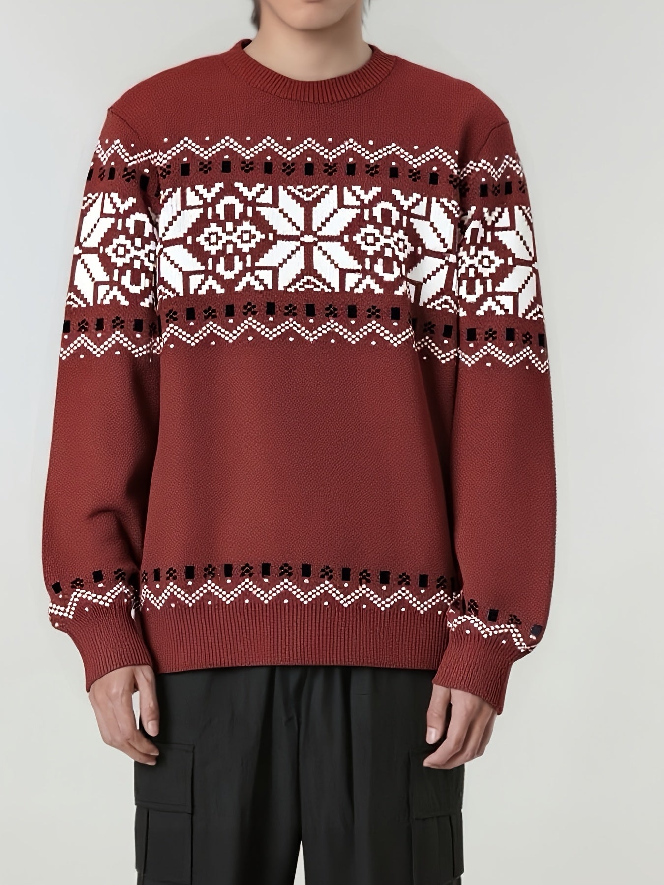 Herren Rundhals Norweger-Pullover