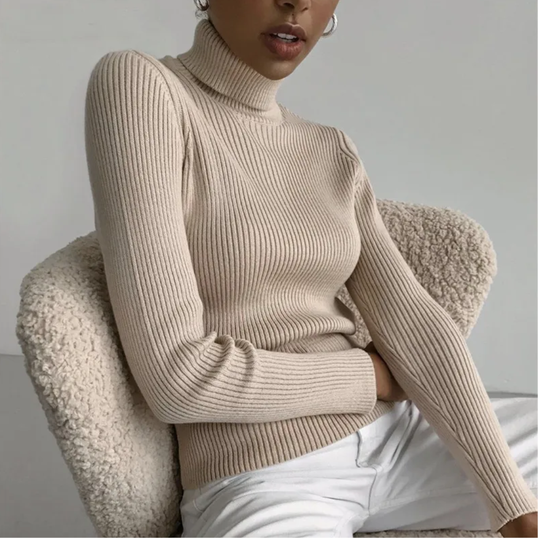 Damen Strickpullover mit Rollkragen | Langarm