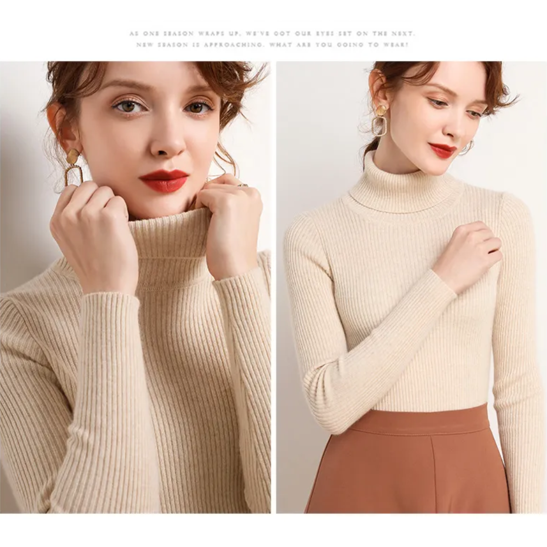 Damen Strickpullover mit Rollkragen | Langarm