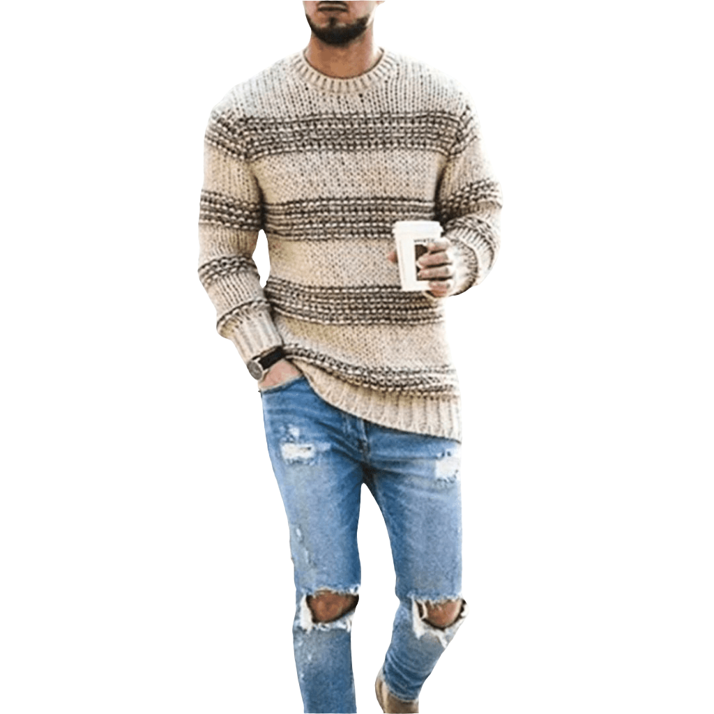 Herren Gestreifter Pullover | Grobstrick